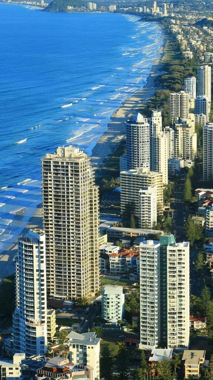 750x1340 Gold Coast Australia Beach Line iPhone 6 Wallpaper HD, Phone