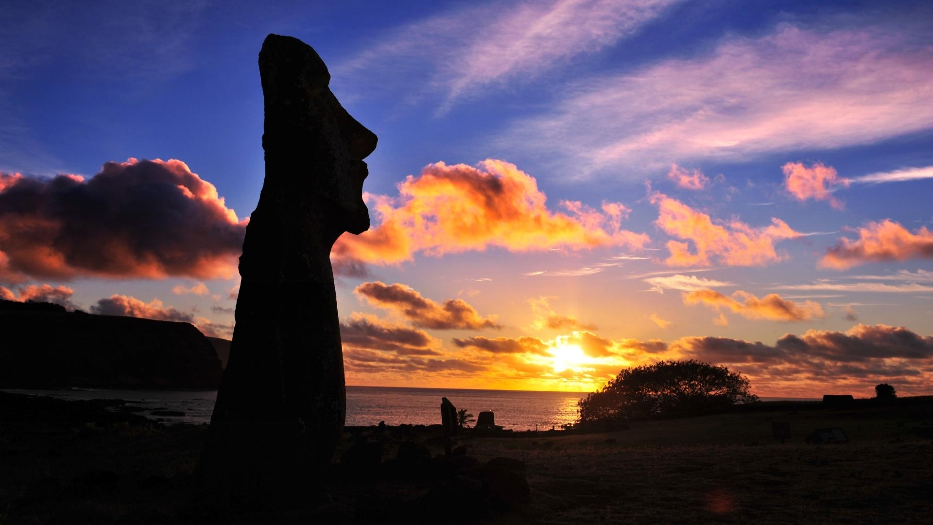 1920x1080 Easter Island Silhouette Wallpaper Hd Wallpaper PIC WSW1076416, Desktop