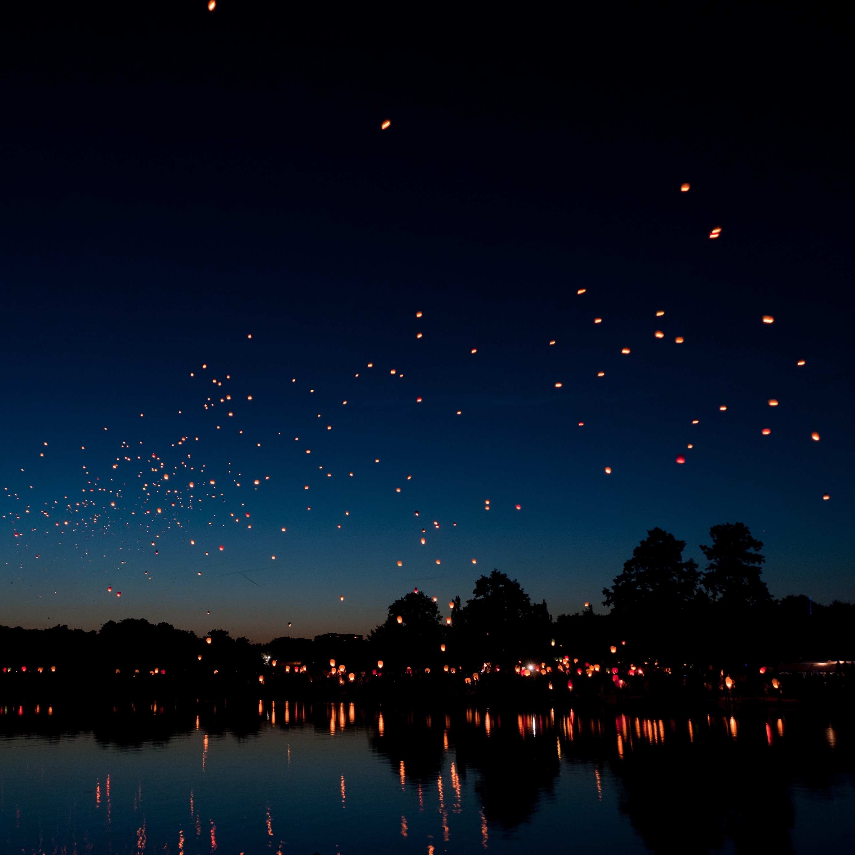 2780x2780 Download wallpaper  chinese lanterns, sky lanterns, night, Phone