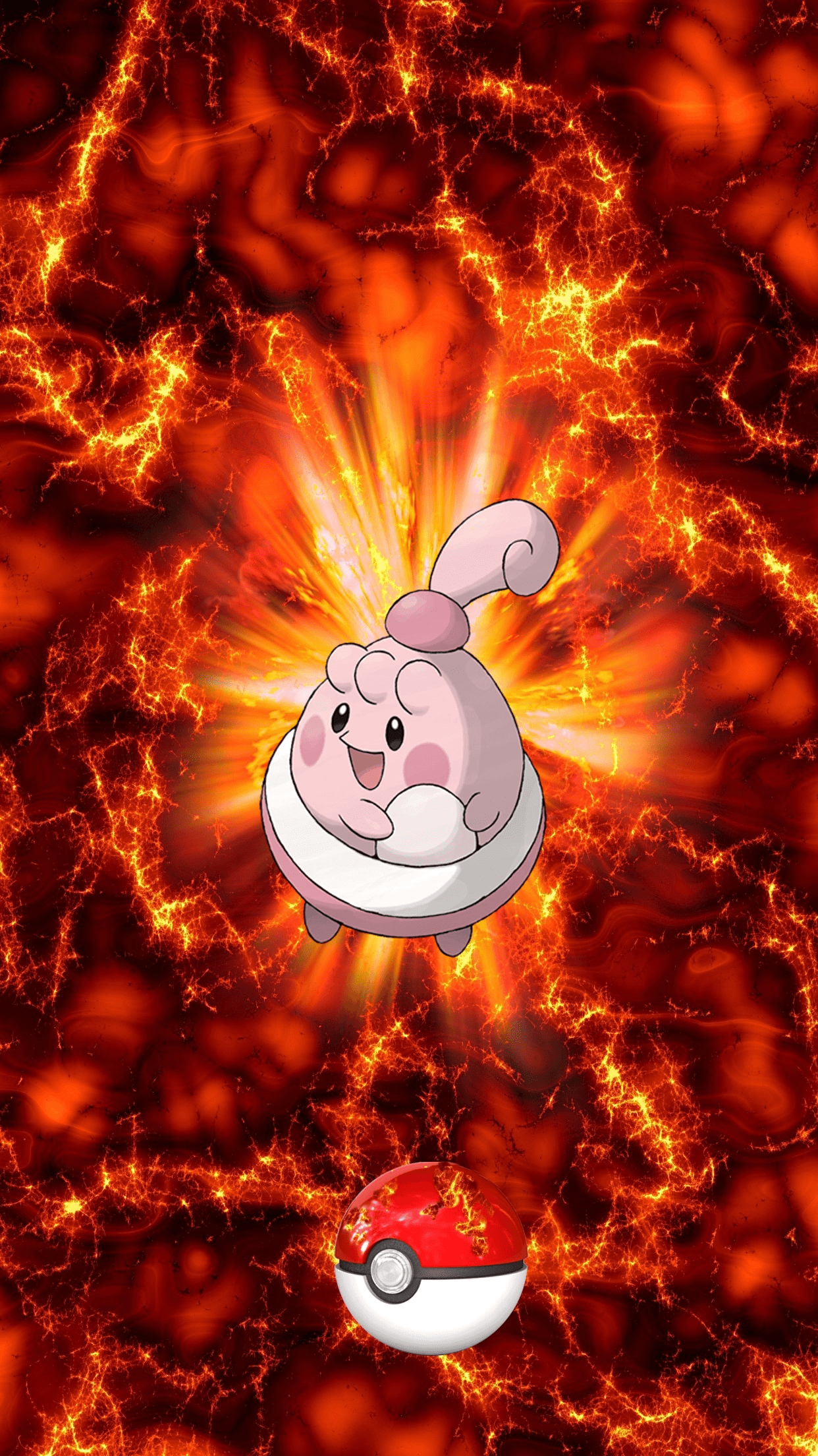 1250x2210 Fire Pokeball Happiny p Pinpuku 50 Egg from Chansey holding luck, Phone