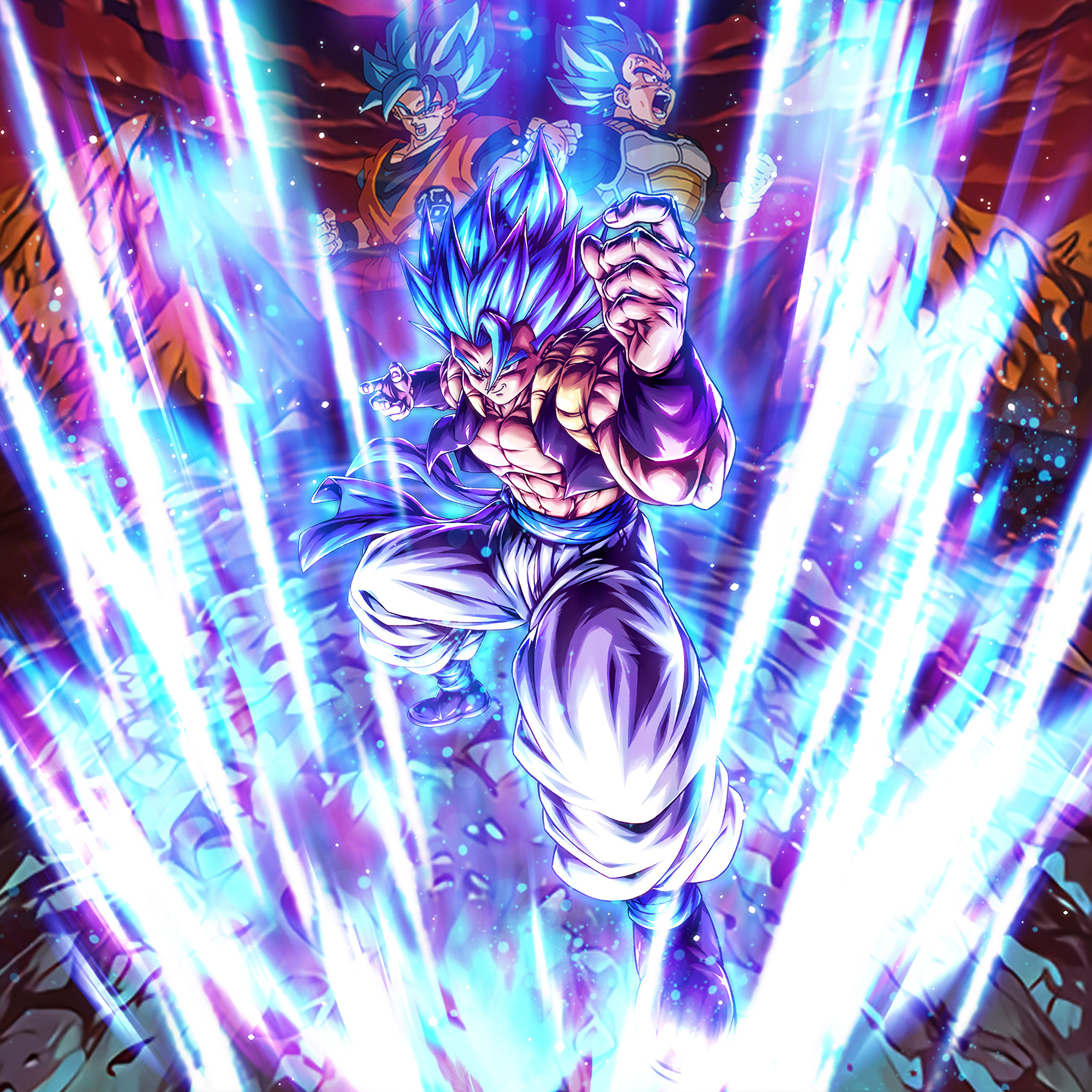 2050x2050 Hydros Super Saiyan God SS Gogeta Art + 4K PC Wallpaper + 4K Phone Wallpaper! [Altered Art Version by Me] #DBLegends #DragonBallLegends, Phone