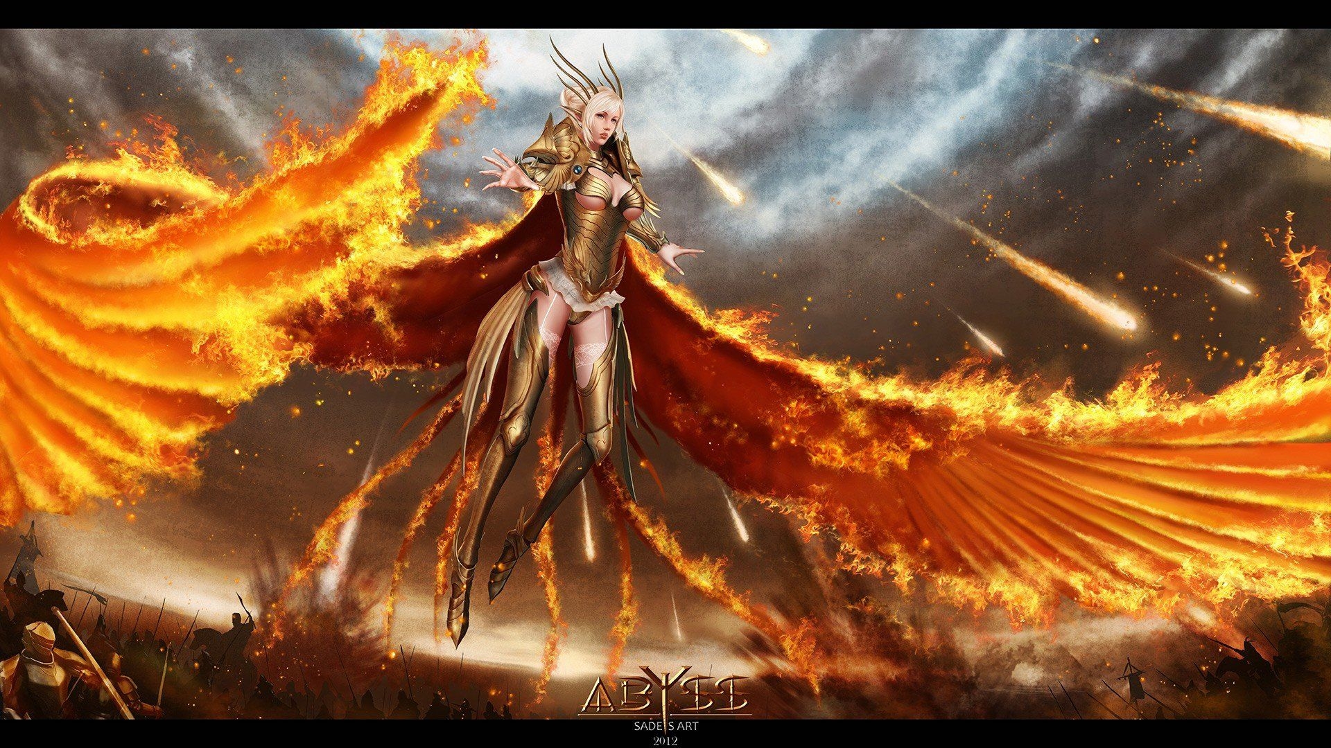 1920x1080 Women flames wings fire fantasy art battles warriors wallpaper, Desktop