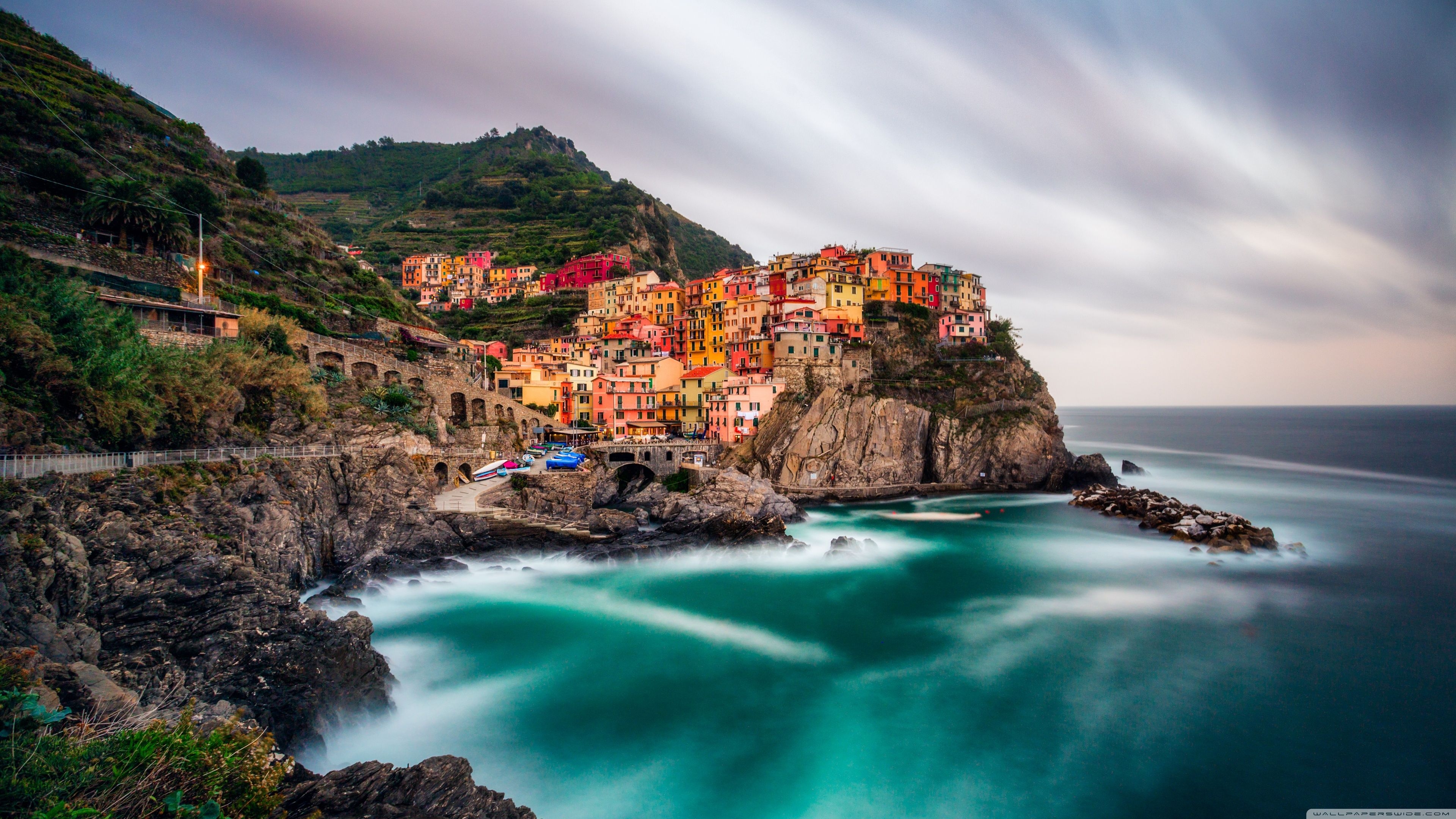 3840x2160 View of Manarola, Cinque Terre, Italy Ultra HD Desktop Background Wallpaper for 4K UHD TV, Widescreen & UltraWide Desktop & Laptop, Tablet, Desktop