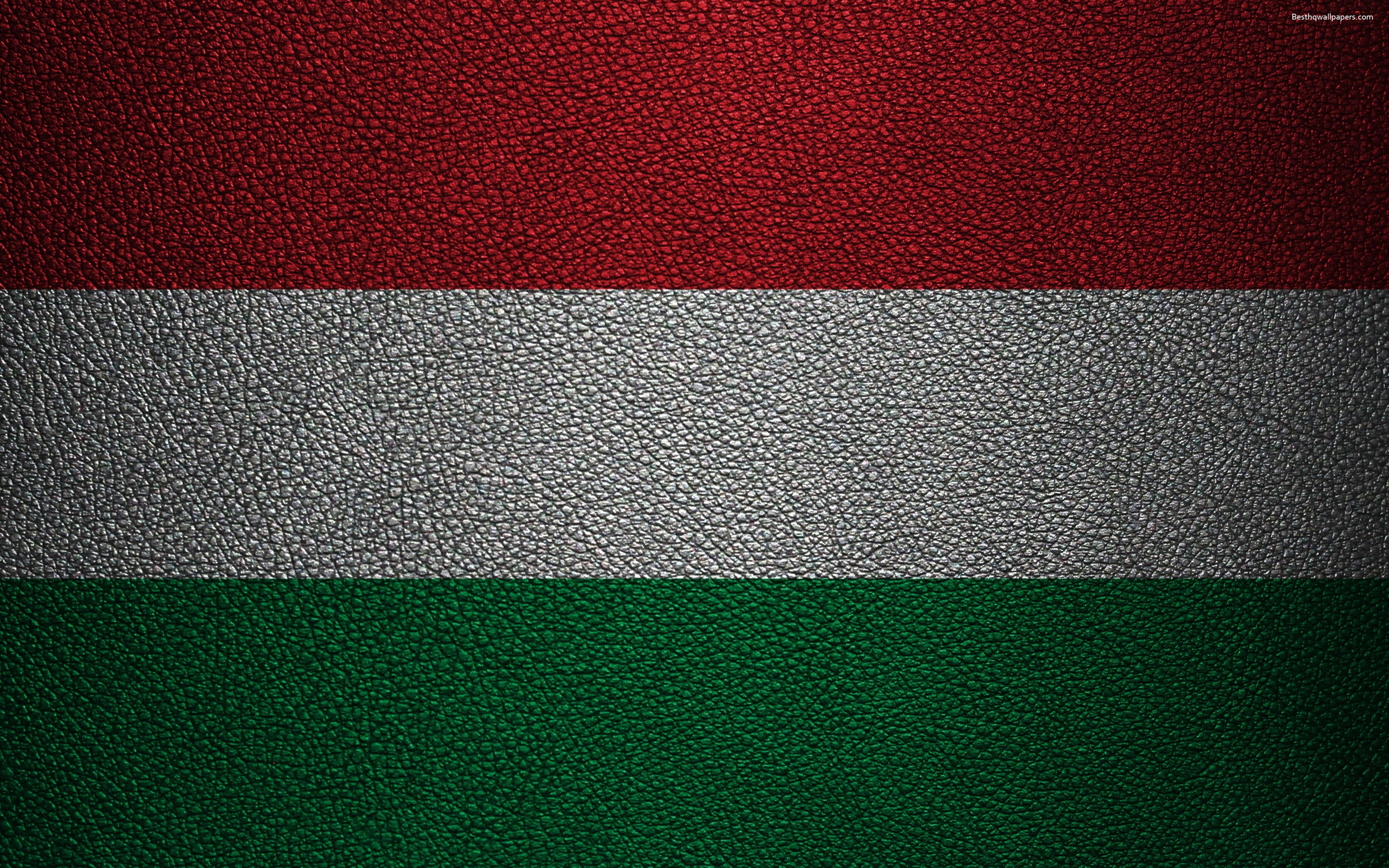 3840x2400 Download wallpaper Flag of Hungary, 4k, leather texture, Hungarian, Desktop