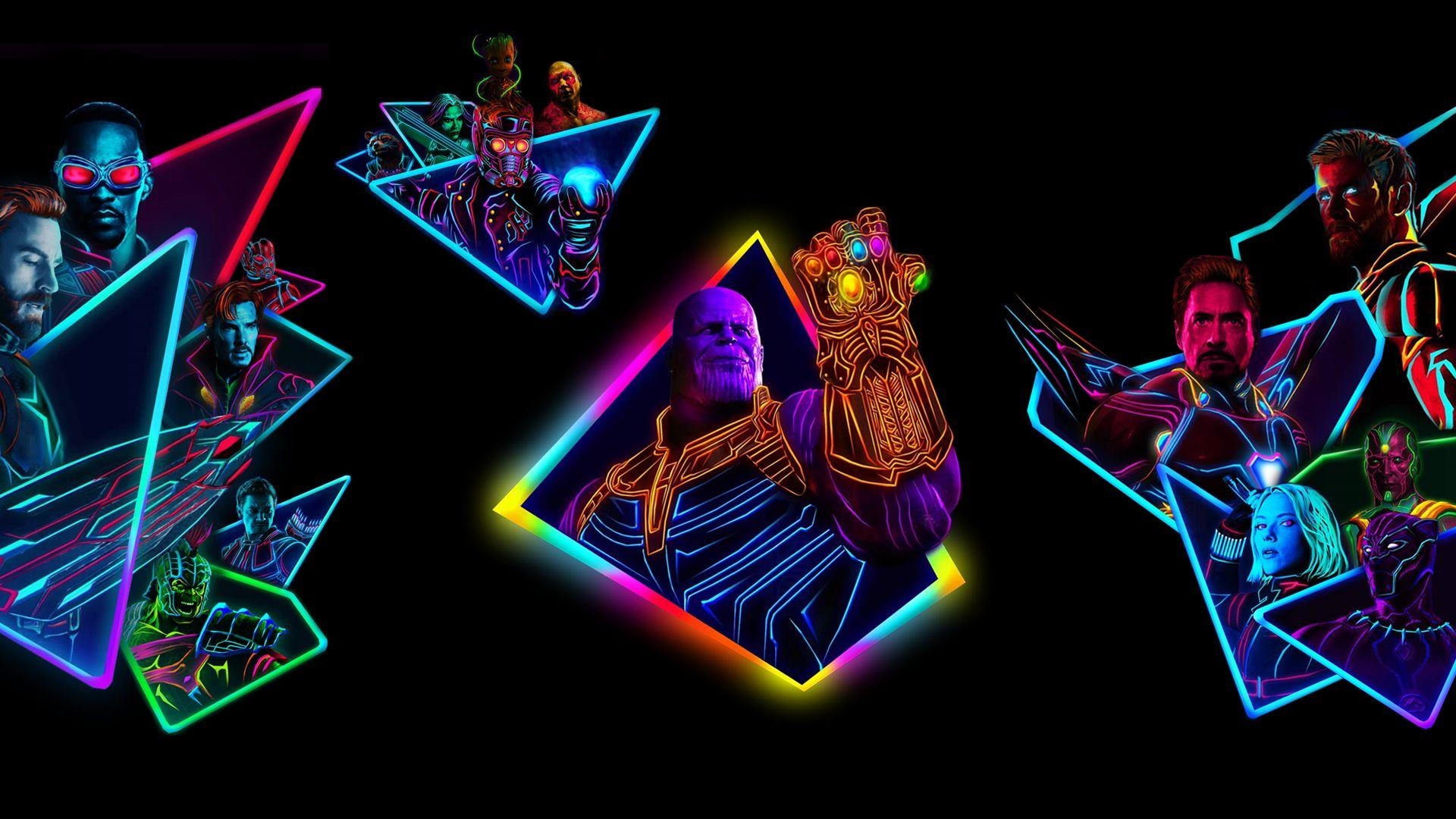 1920x1080 Avengers Infinity War 80s Neon Style Art Wallpaper, HD Movies 4K Wallpaper, Image, Photo and Background, Desktop