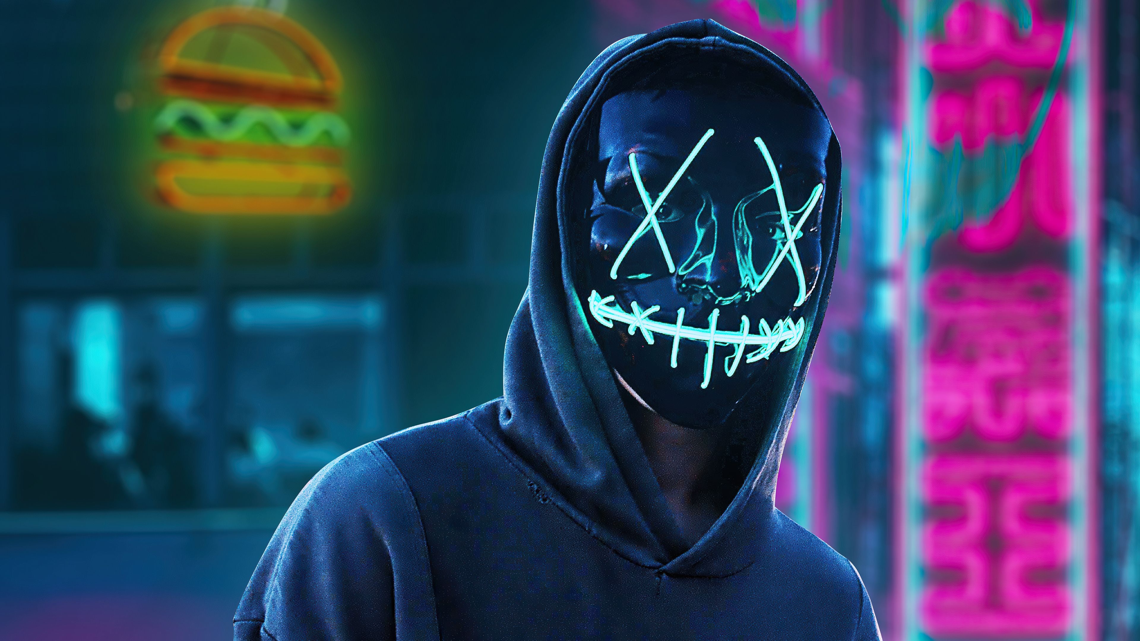 3840x2160 Black Mask Hoodie Boy In City 4k, HD Artist, 4k Wallpaper, Image, Background, Photo and Picture, Desktop