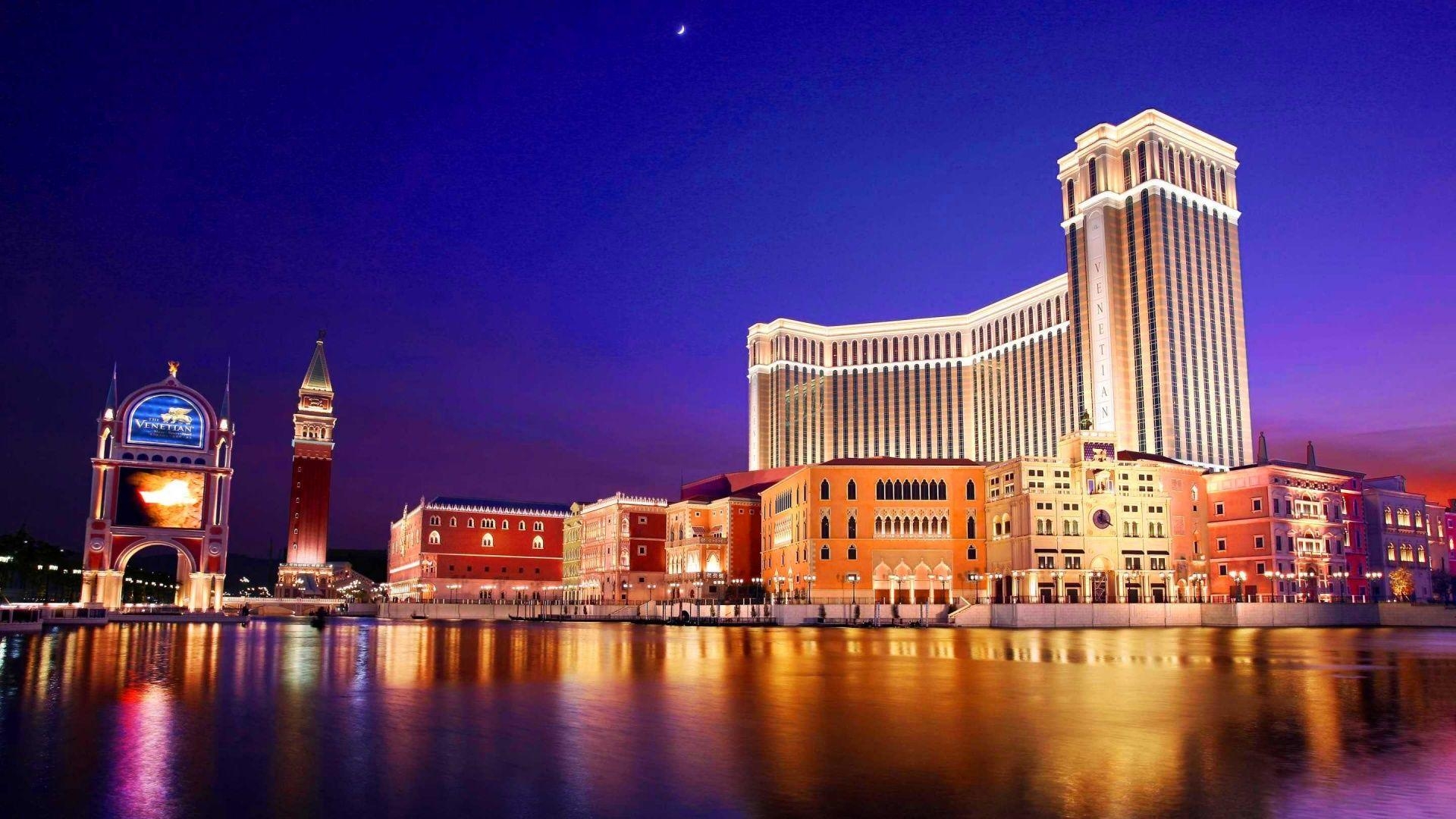 1920x1080 Venetian Hotel Macau City Night Wallpaper, Desktop