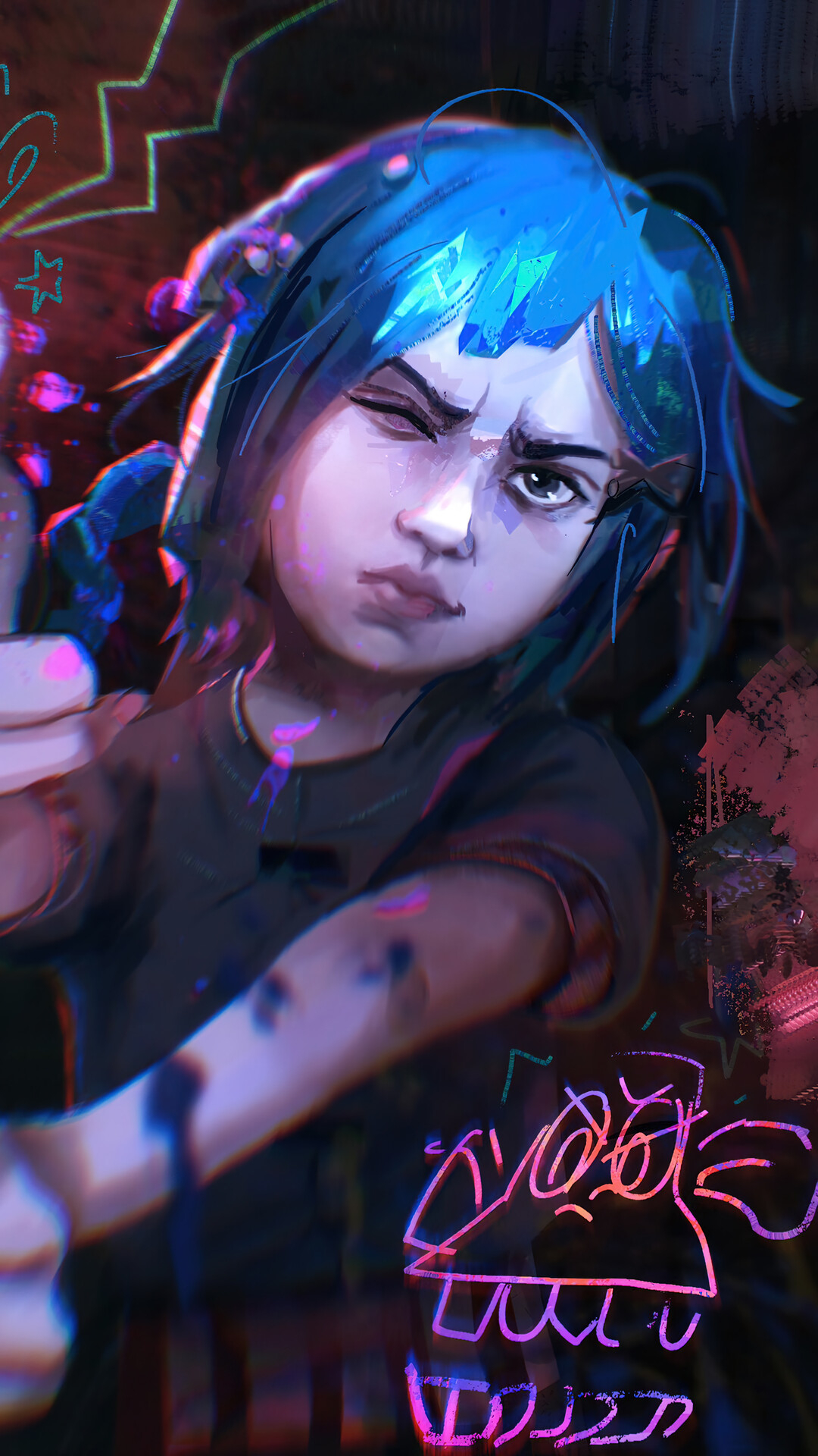 1080x1920 Arcane Kid Jinx Finger Gun Phone iPhone 4K Wallpaper free Download, Phone