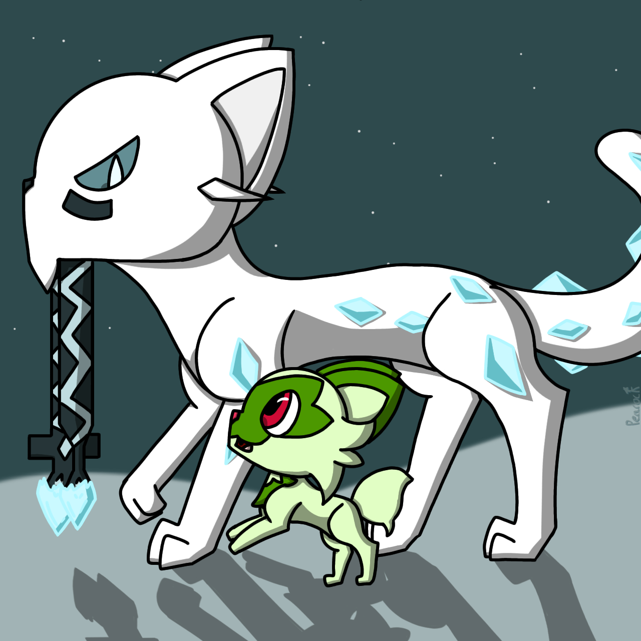 1280x1280 Grass kitten & ice leopard. Pokémon, Phone