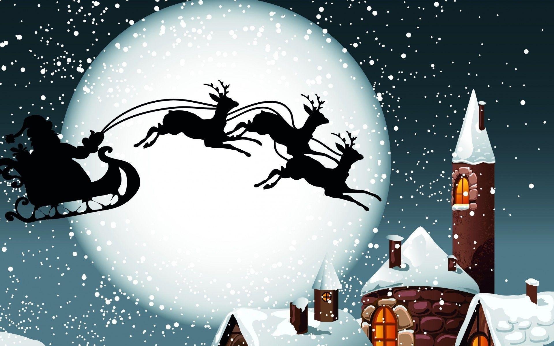 1920x1200 Holidays Christmas Reindeer Sleigh Santa Claus Wallpaper Photo, Desktop