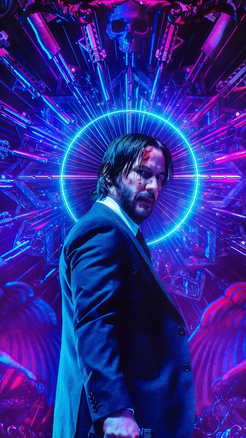 950x1690 Keanu Reeves Neon John Wick Chapter 3 Parabellum. Keanu reeves, Phone