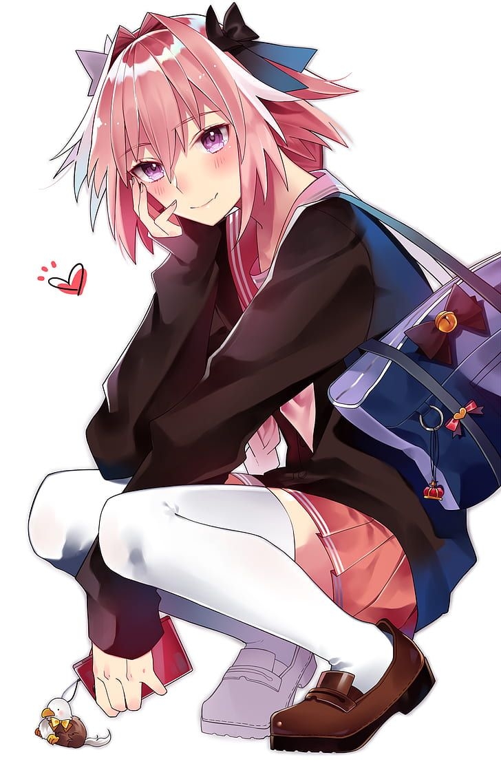 730x1130 HD wallpaper: FateApocrypha, Astolfo (FateApocrypha), school uniform, anime boys, Phone