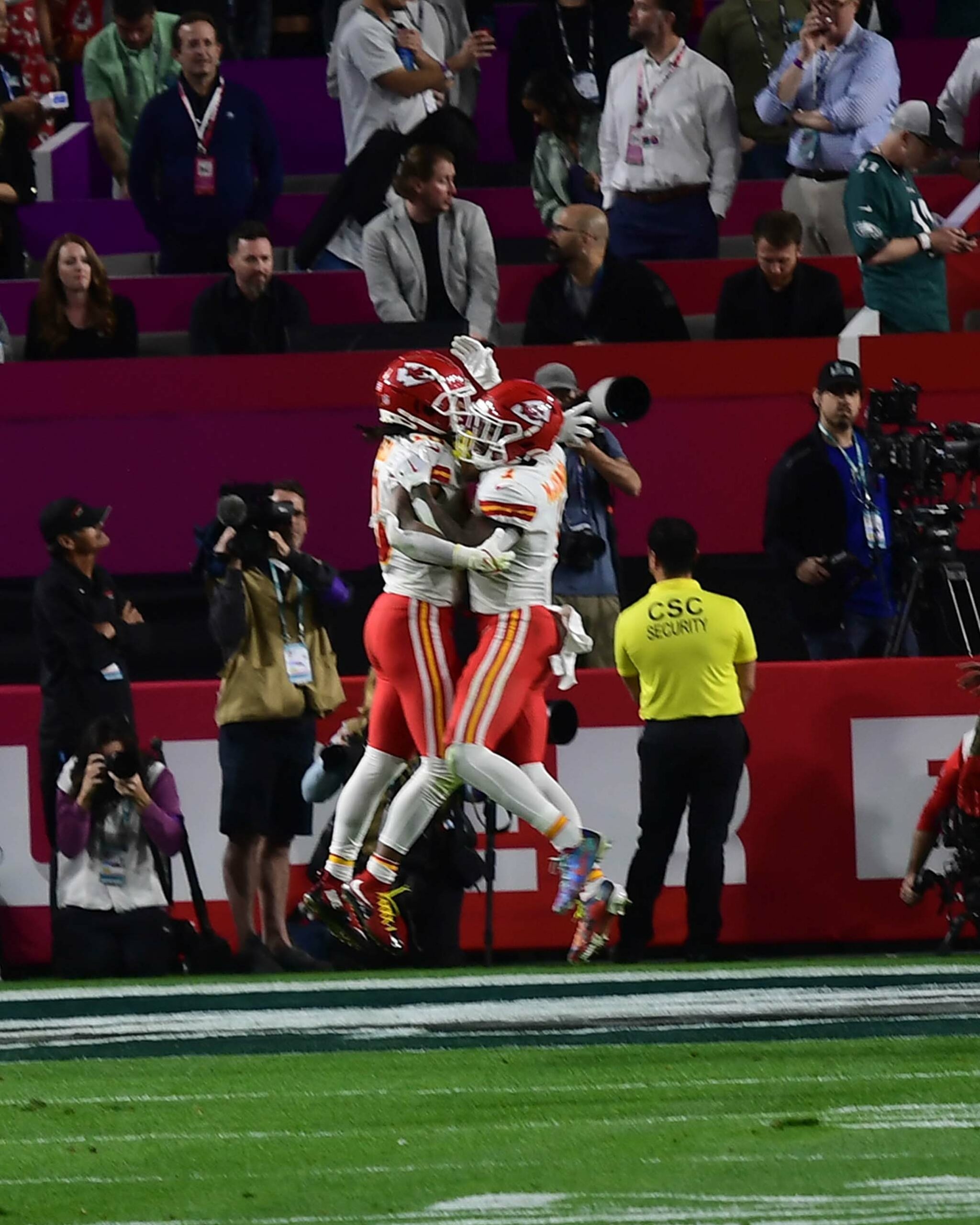 2050x2560 Kansas City Chiefs Celebrate Scoring A Go Ahead Touchdown In The Fourth Quarter Against The Philadelphia Eagles In Super Bowl LVII Medal Impressions, Phone