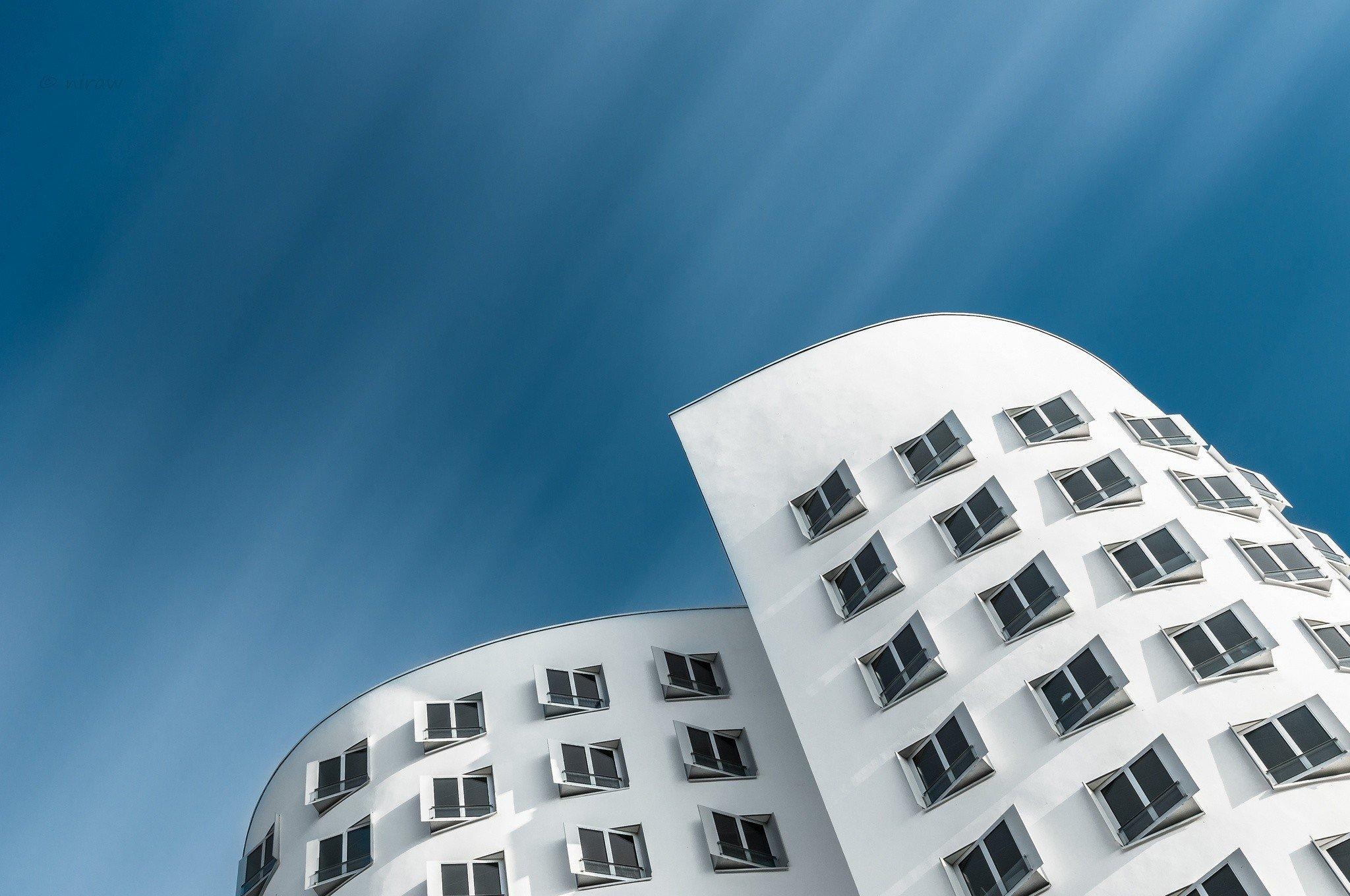 2050x1360 Düsseldorf, Architecture, Germany, Gehry House, Building, Worms eye, Desktop