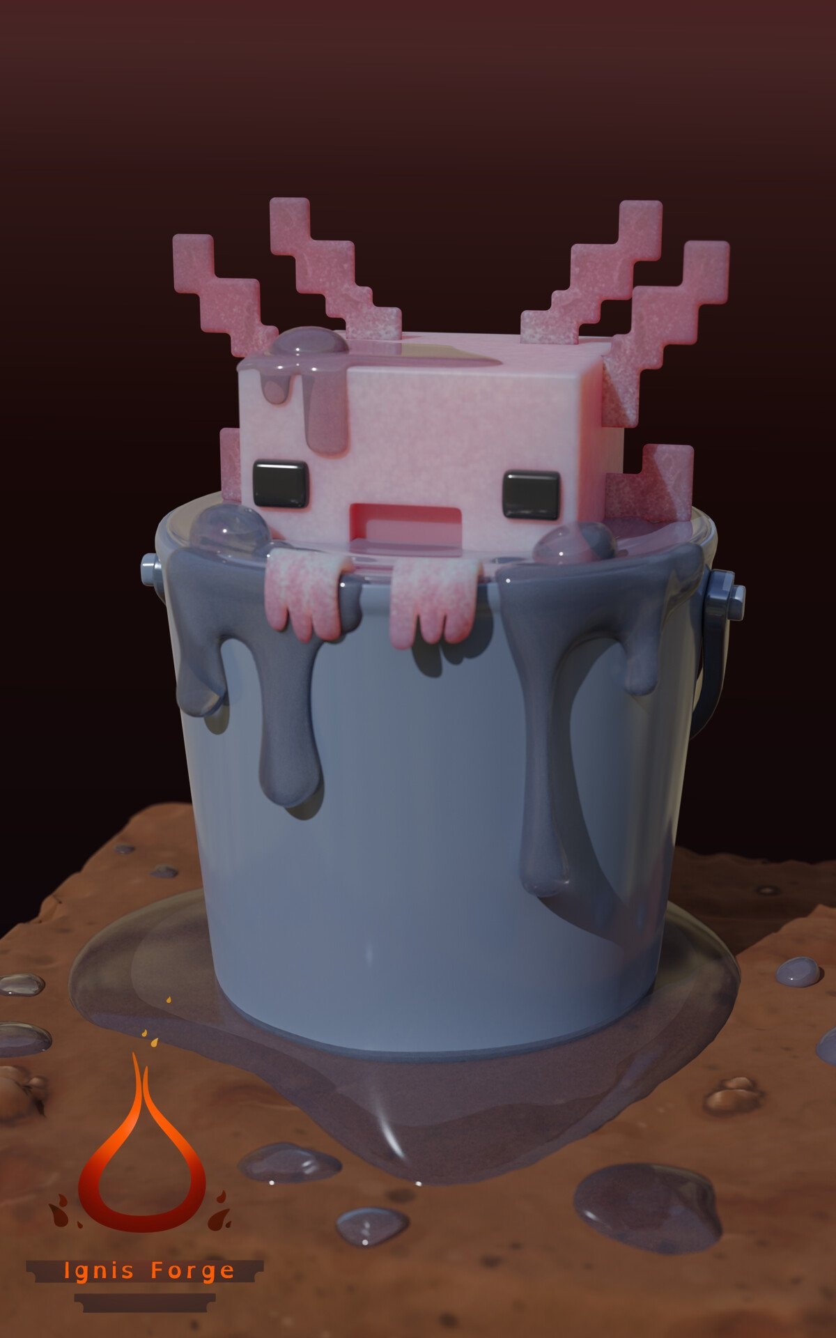 1200x1920 Axolotl from the Minecraft cave update, Ignis Forge, Phone