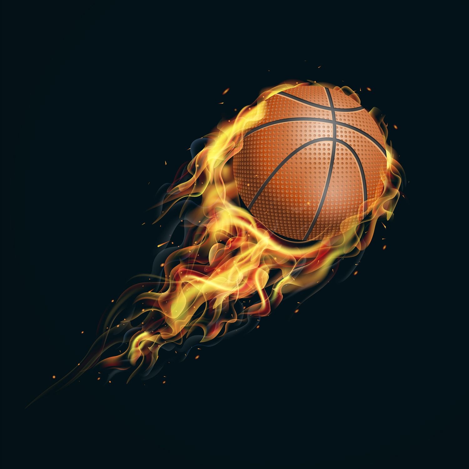 1500x1500 Basketball On Fire Wallpaper, Phone