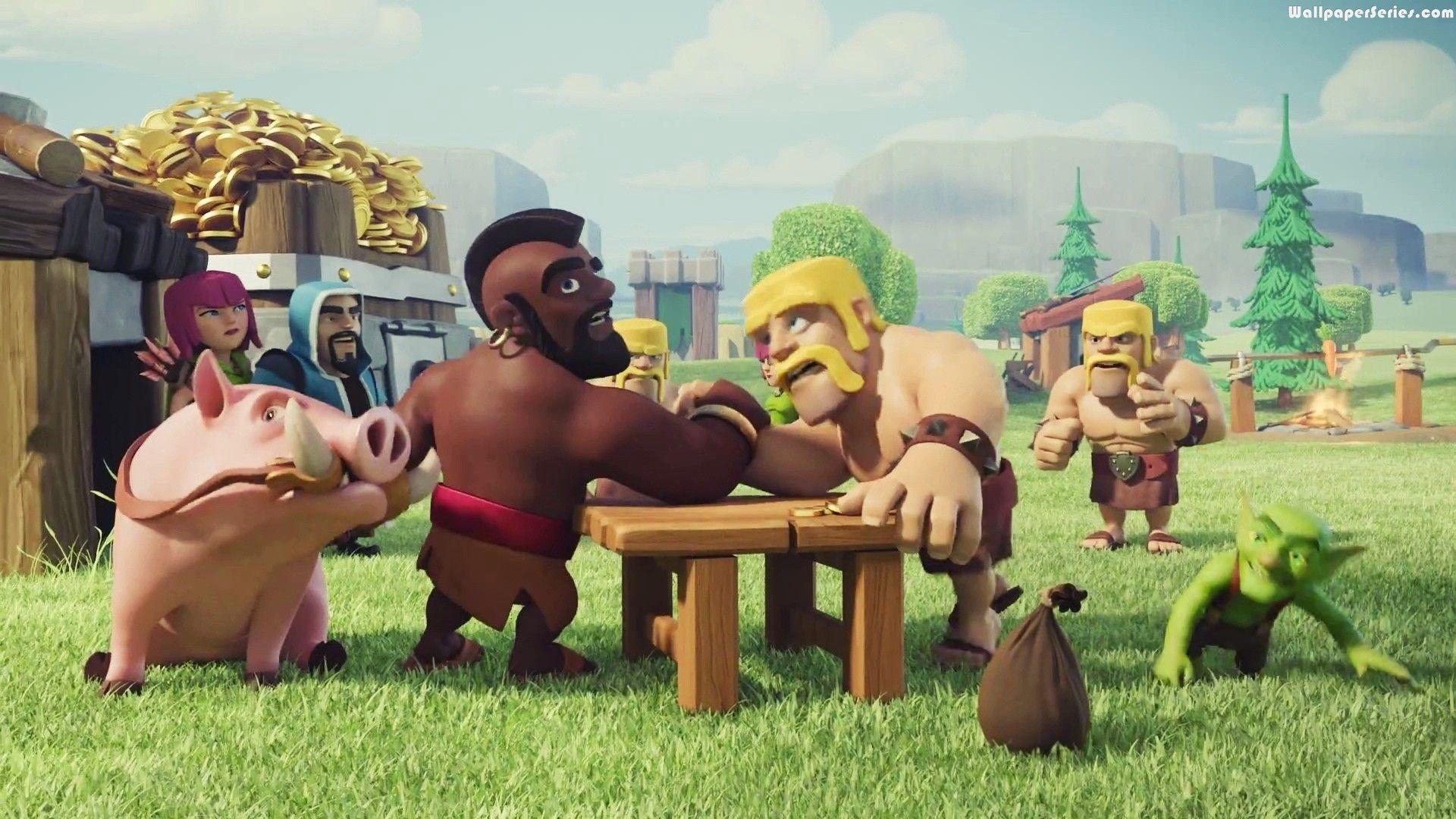 1920x1080 Clash oc Clans Hog Riders vs Barbarian Wallpaper. characters, Desktop