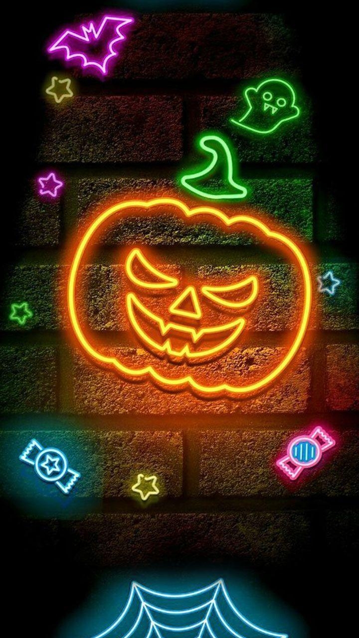 720x1280 Neon Halloween Wallpaper Free, Phone