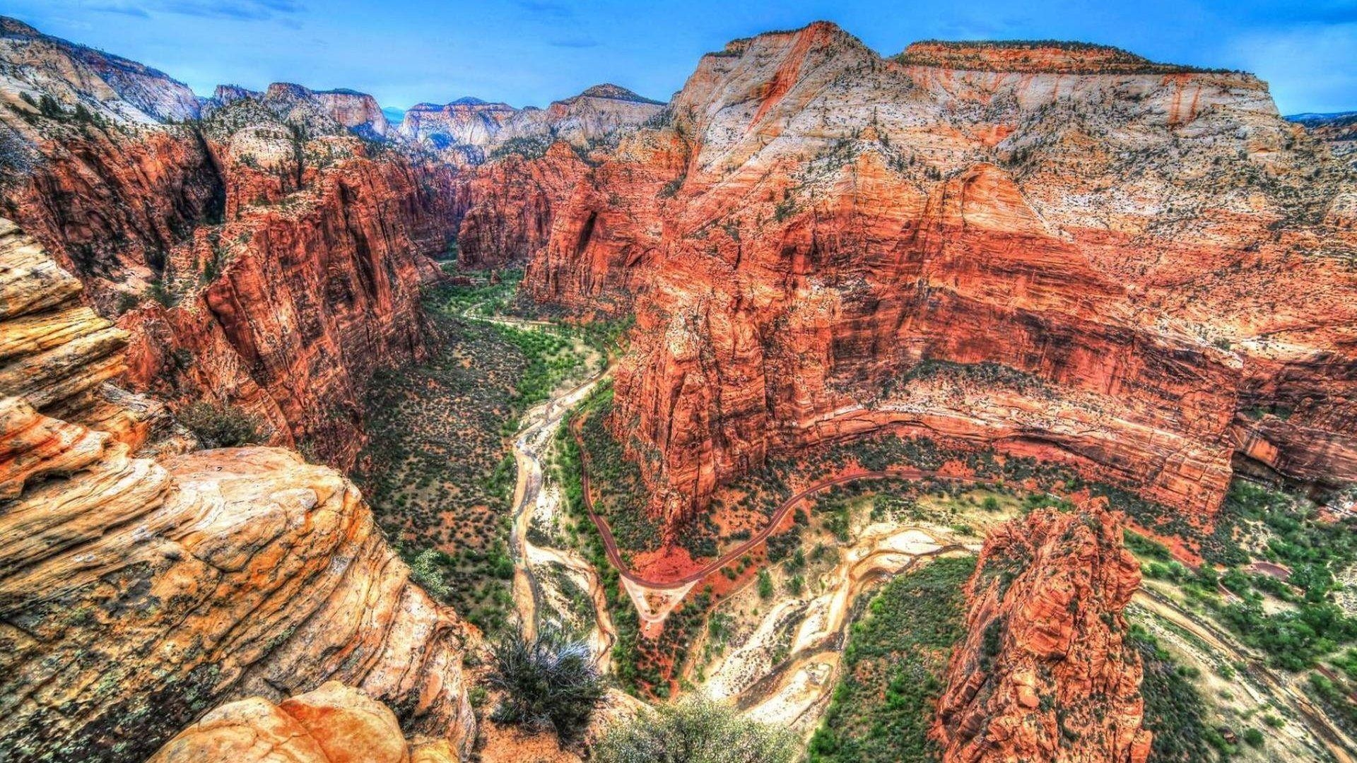 1920x1080 Nature Zion National Park Grand Canyon Mountains Of Red Rock, Blue, Desktop