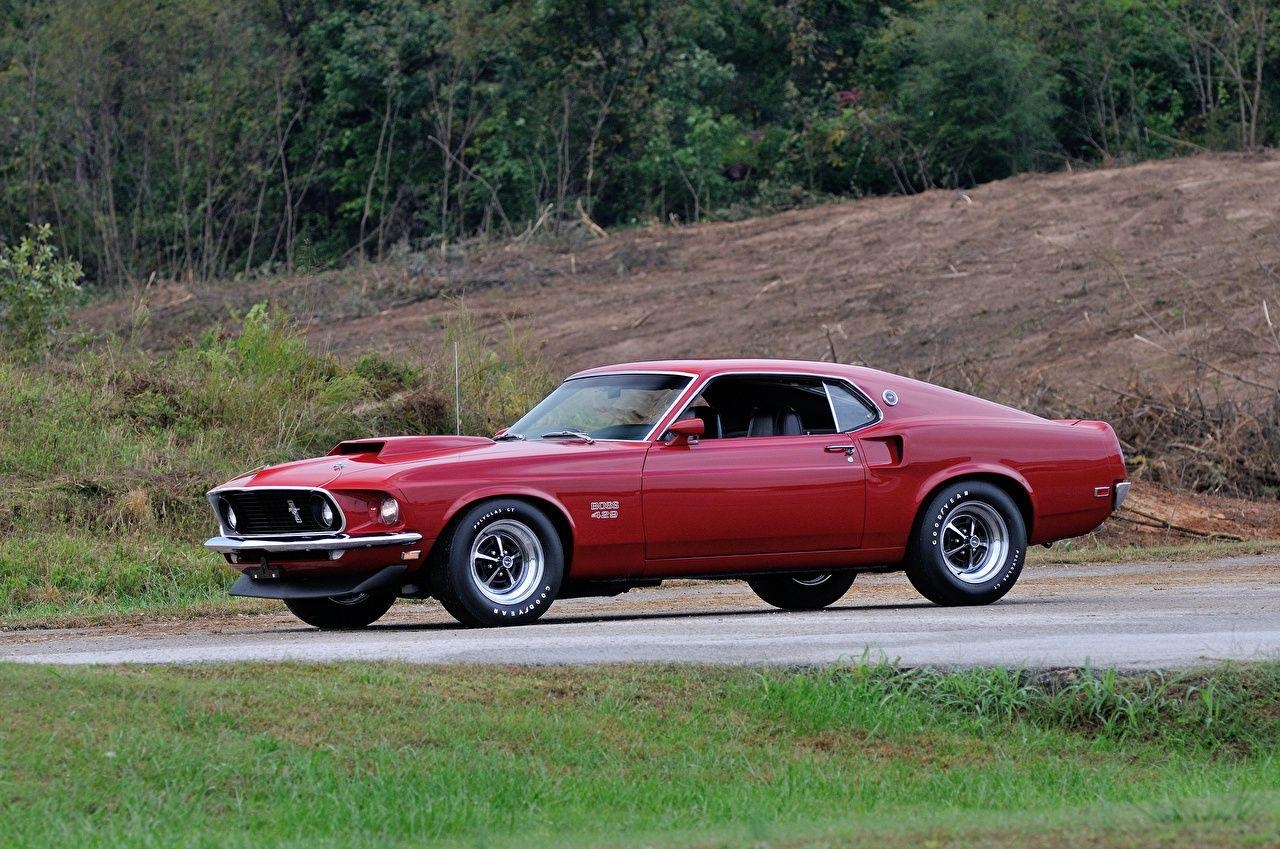 1280x850 Wallpaper Ford 1969 Mustang Boss 429 Retro Wine color auto Side, Desktop