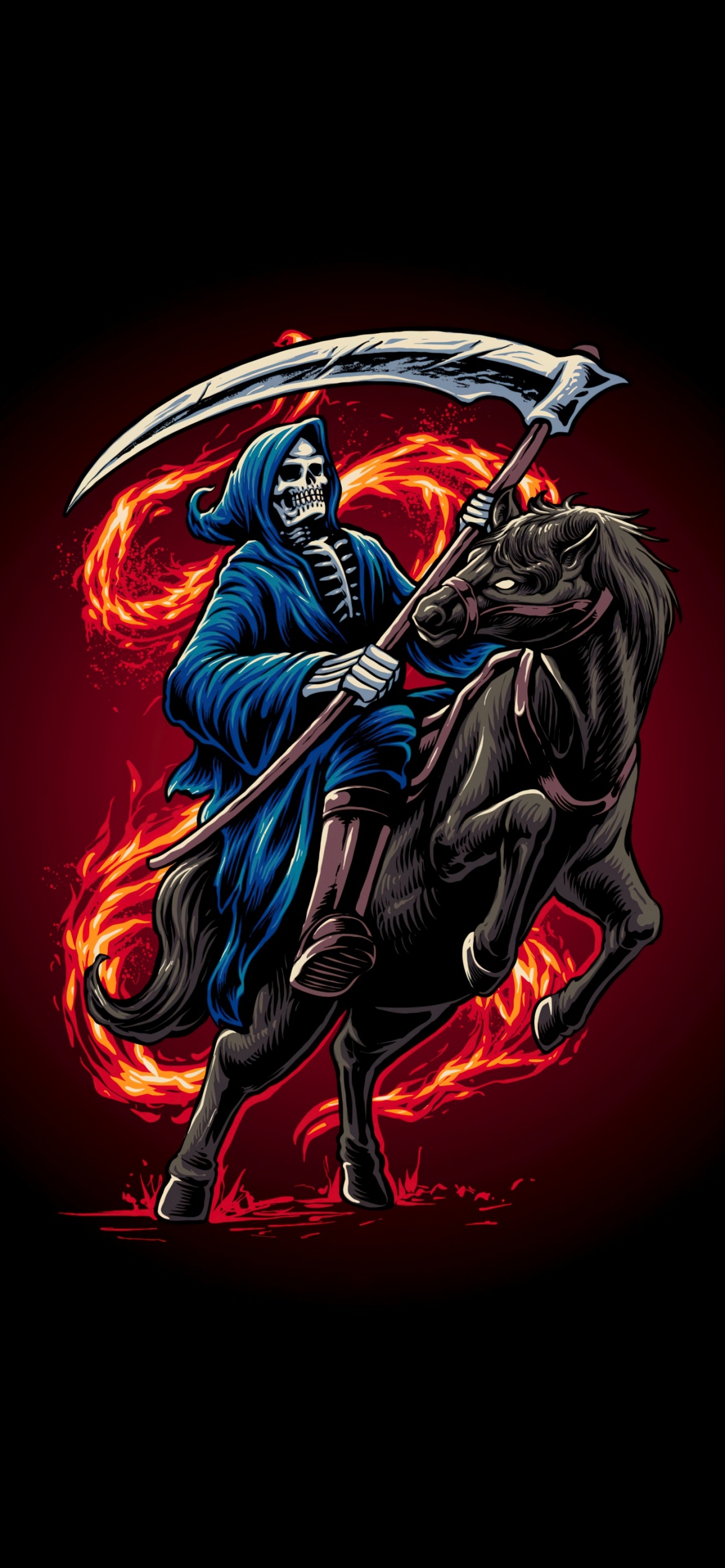 1170x2540 Grim Reaper Wallpaper 4K, Horse, 5K, AMOLED, Phone