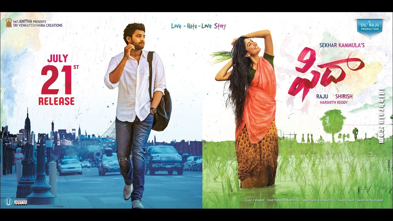 1370x770 Fidaa wallpaper cinema posters Tej & Sai Pallavi, Desktop