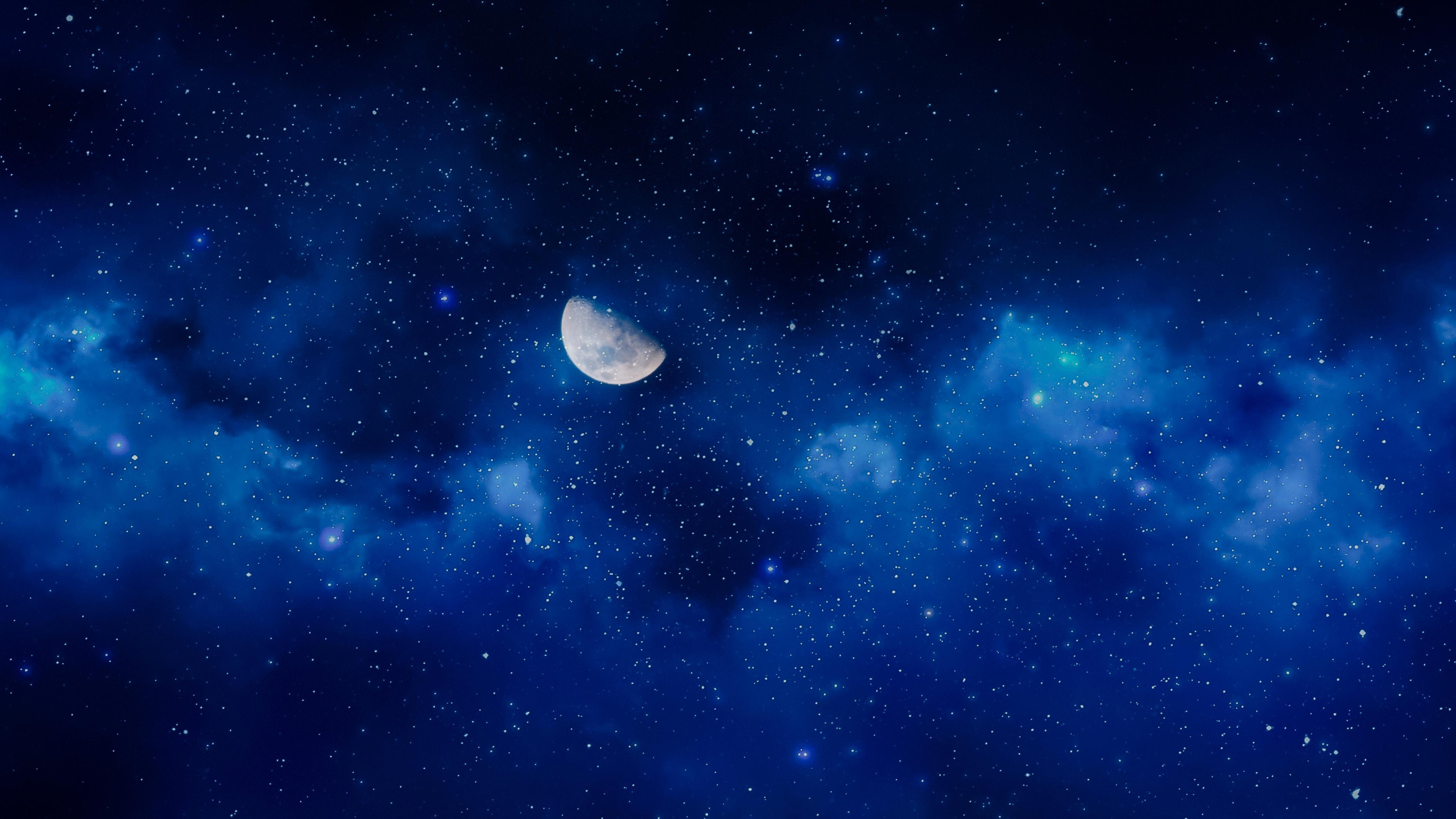 4260x2400 Moon Starry Sky 4K Wallpaper, Desktop