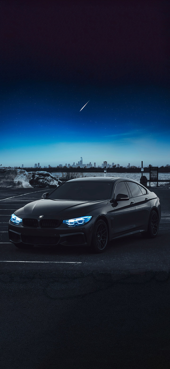 720x1560 Black Bmw Under Moonlight 4K Phone Wallpaper, Phone