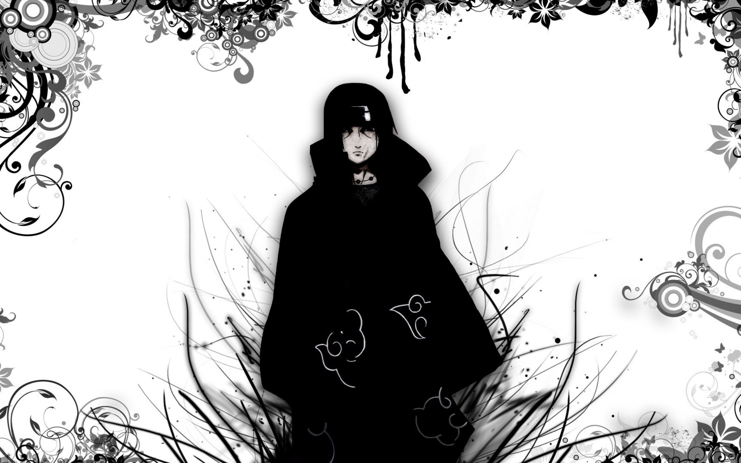 2560x1600 Download  Uchiha Sasuke, Naruto, Black And White, Akatsuki Wallpaper for MacBook Pro 13 inch, Desktop