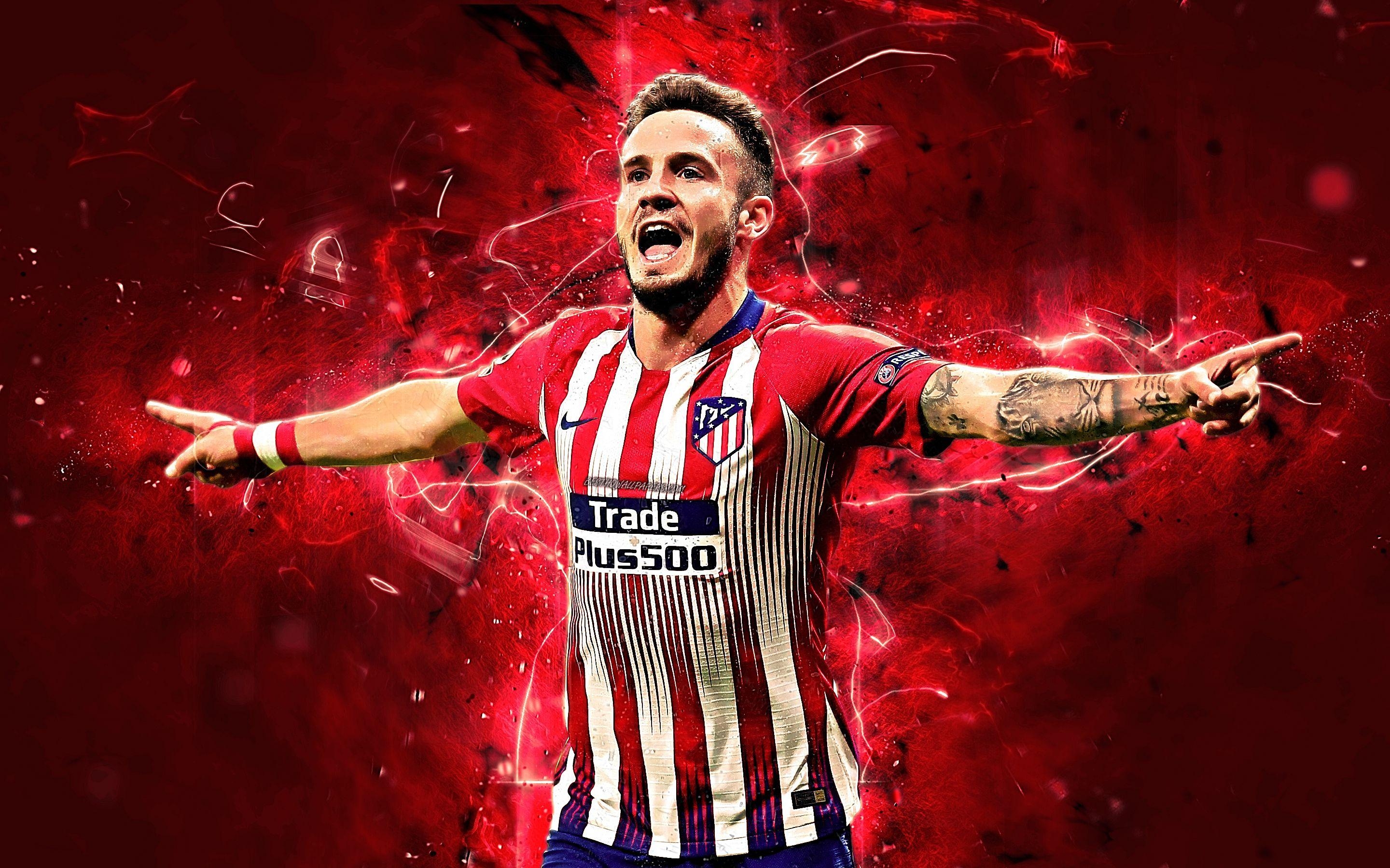 2880x1800 Download wallpaper Saul Niguez, goal, Atletico Madrid FC, striker, Desktop