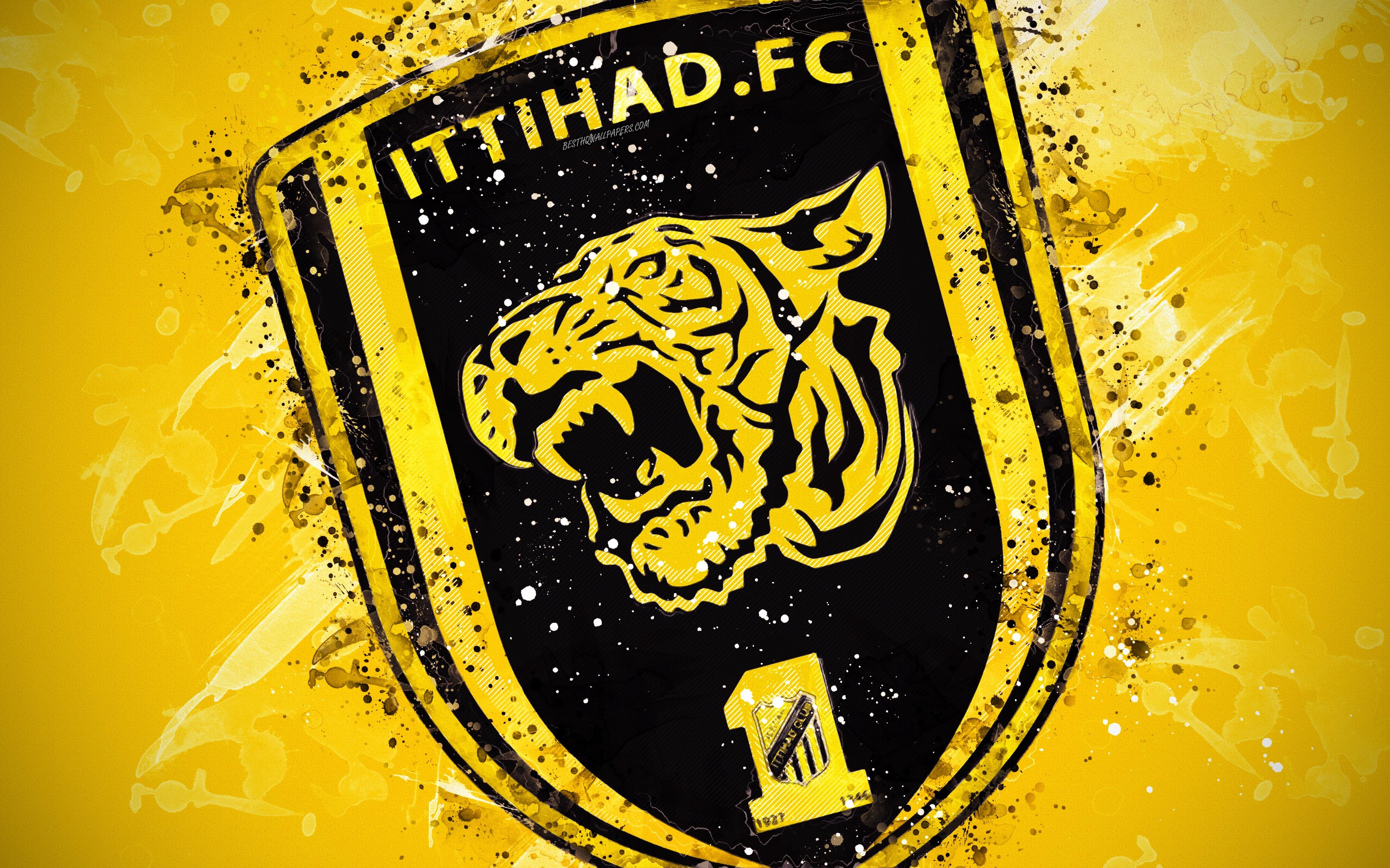 3840x2400 Download Wallpaper Al Ittihad Club, 4k, Paint Art, Logo, Creative, Desktop