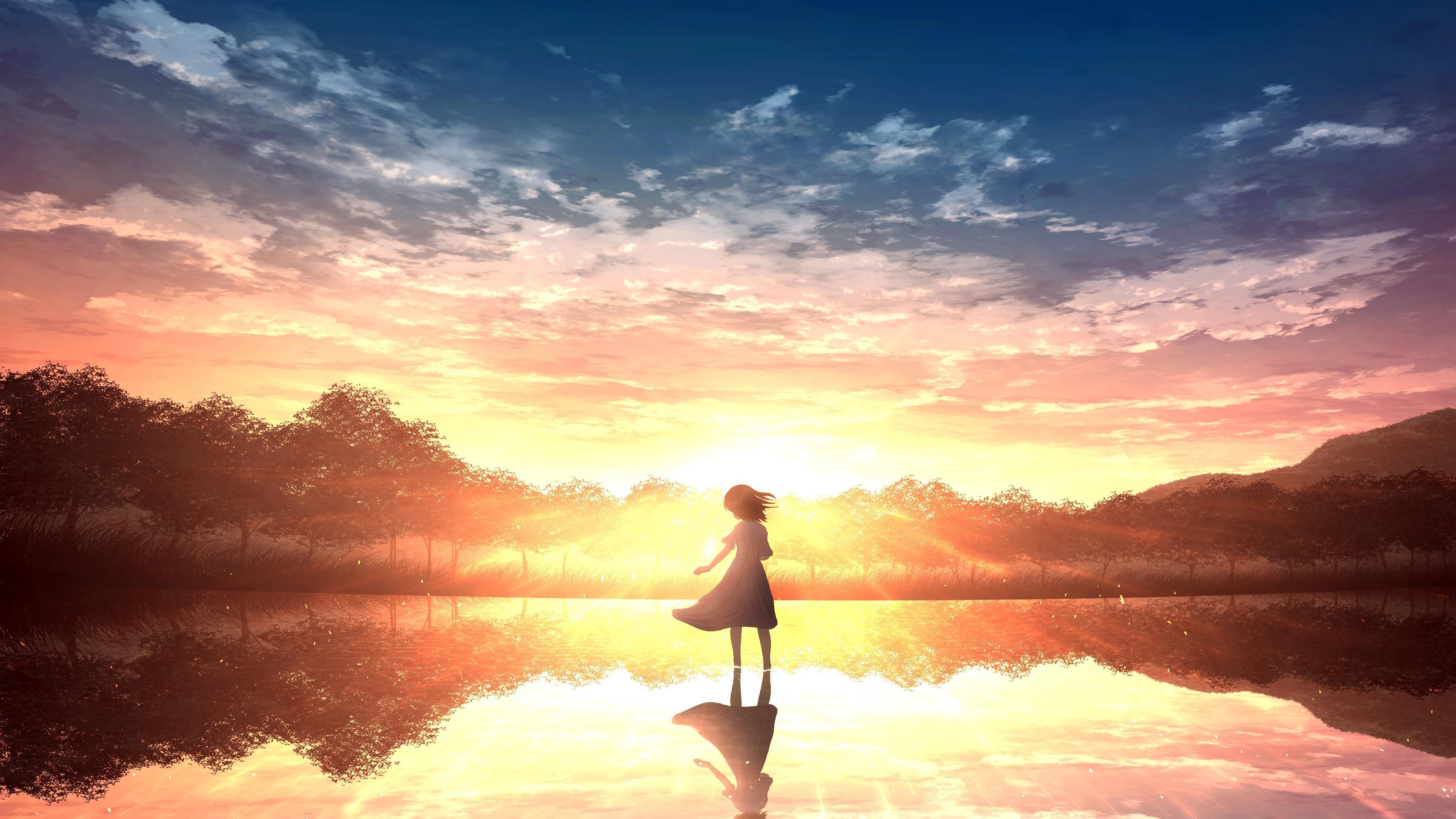 3840x2160 Lonely Anime girl 4K Wallpaper, Desktop