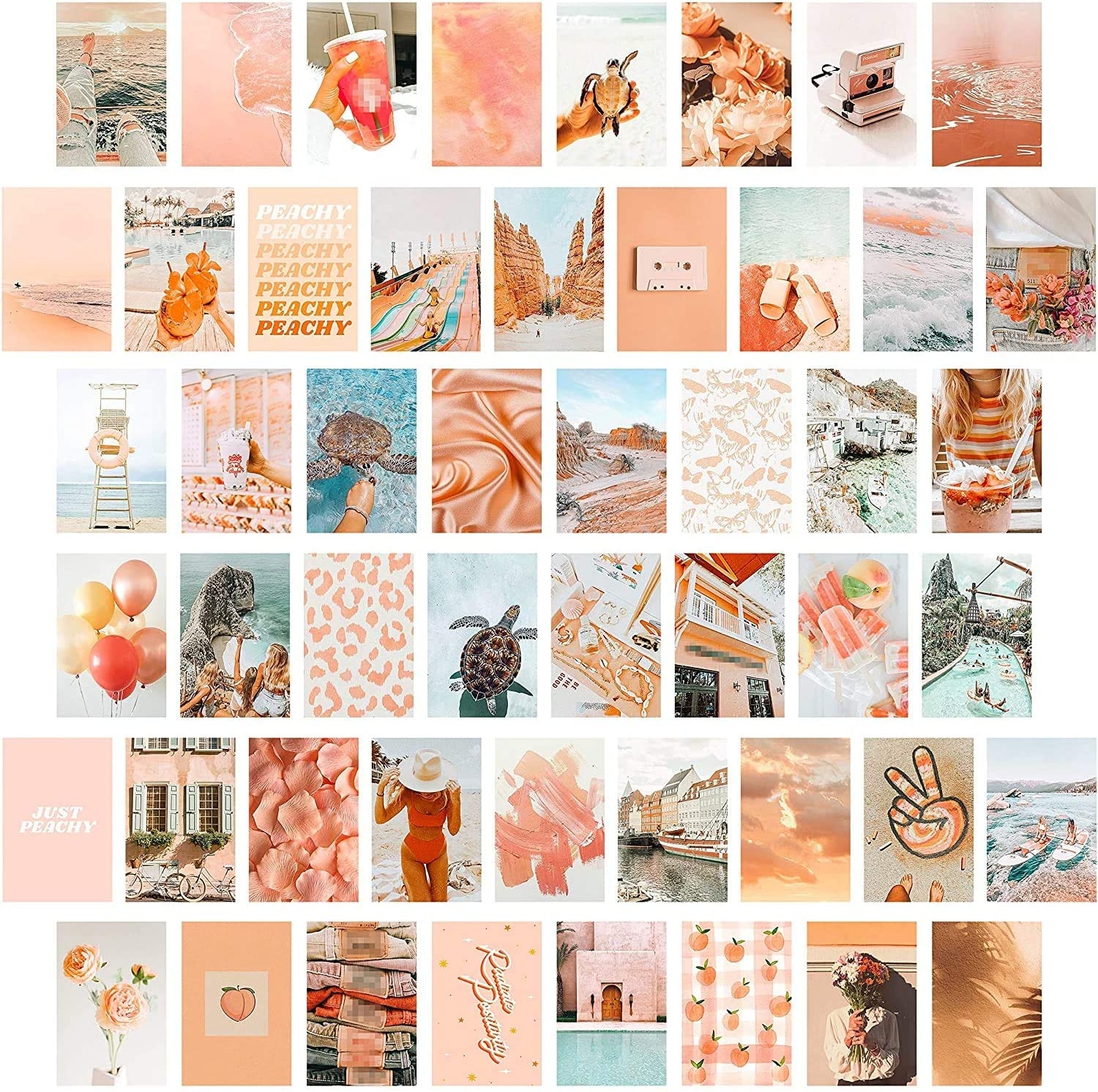 1500x1500 CY2SIDE 50PCS Peach Beach Aesthetic Picture for Wall Collage, 50 Set 4x6 inch, Boho Style Collage Print Kit, Teal Color Room Decor for Girls, Wall Art Print for Room, Dorm Photo, Desktop