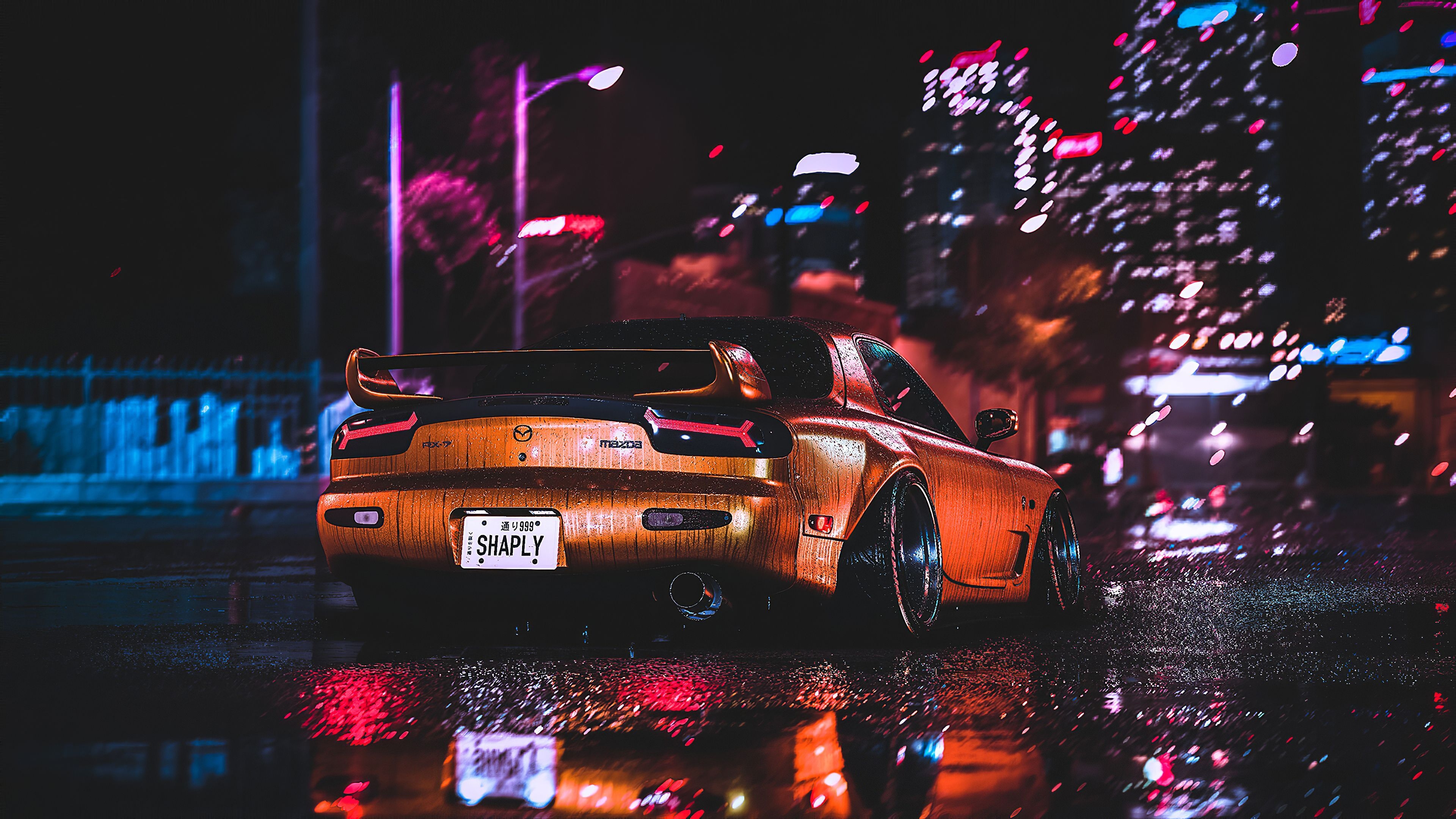 3840x2160 Mazda Rx7 City Night Lights mazda wallpaper, mazda rx7 wallpaper, hd- wallpaper, cars wallpaper, artstation w. Car wallpaper, HD wallpaper of cars, Mazda rx7, Desktop