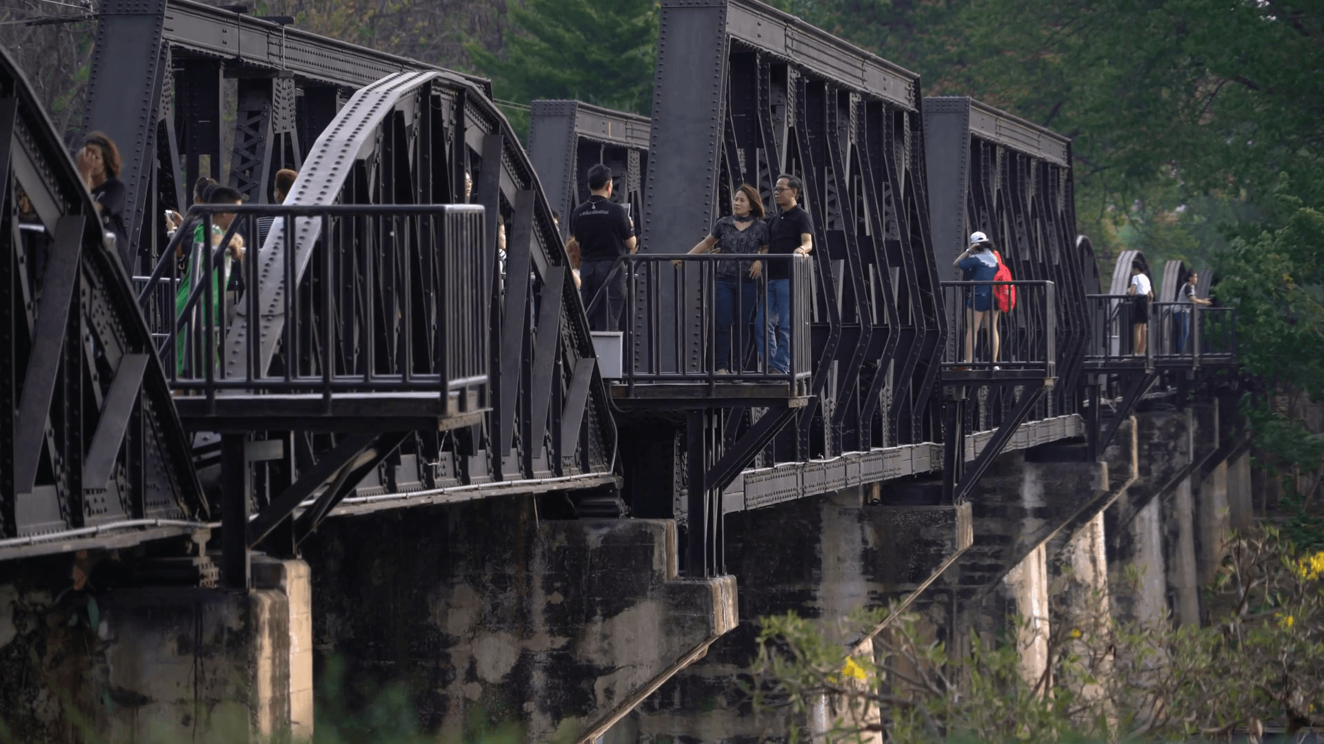 1920x1080 Vistors walk the famous Bridge on the River Kwai, in Kanchanaburi, Desktop