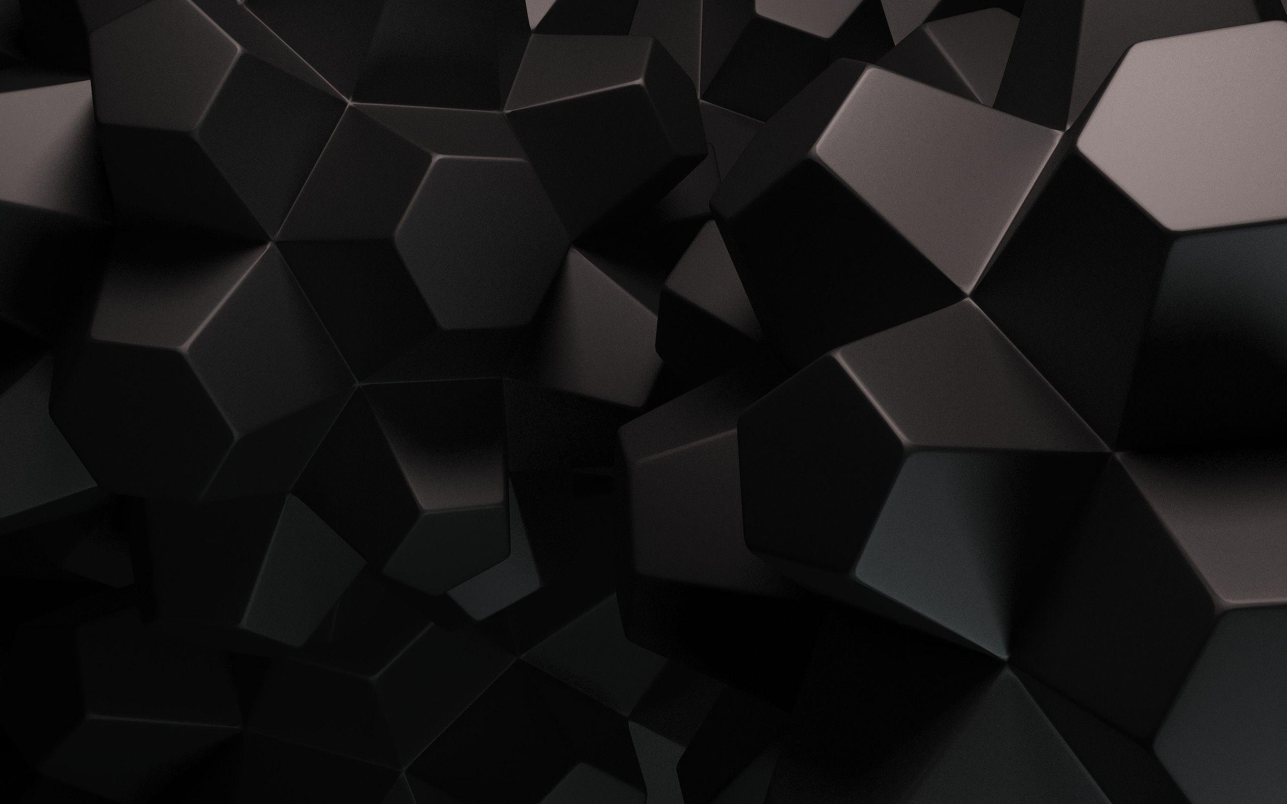 2560x1600 Black Dark Hexagons 3D Render Desktop Wallpaper, Desktop