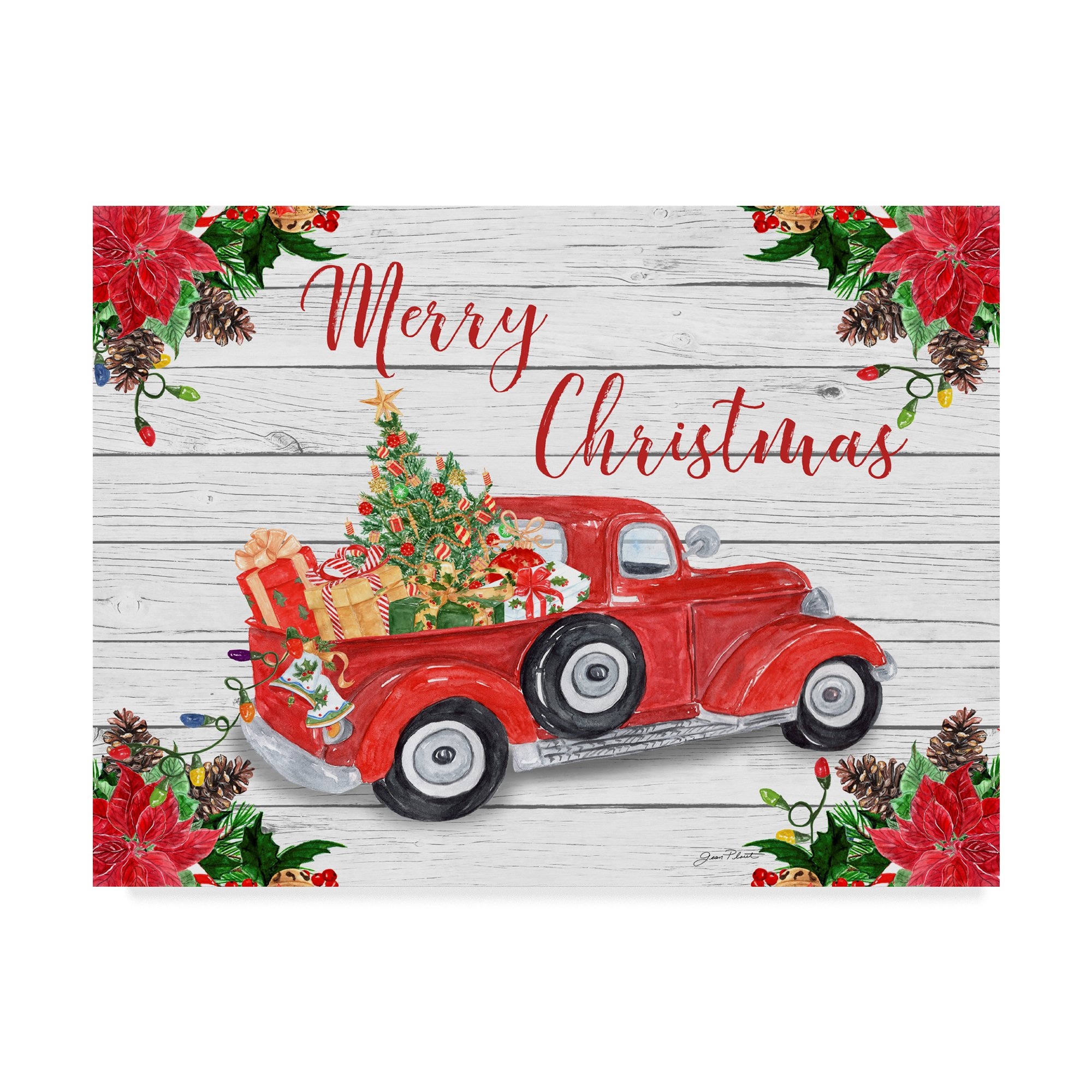 2000x2000 Red Truck With Christmas Tree, Phone