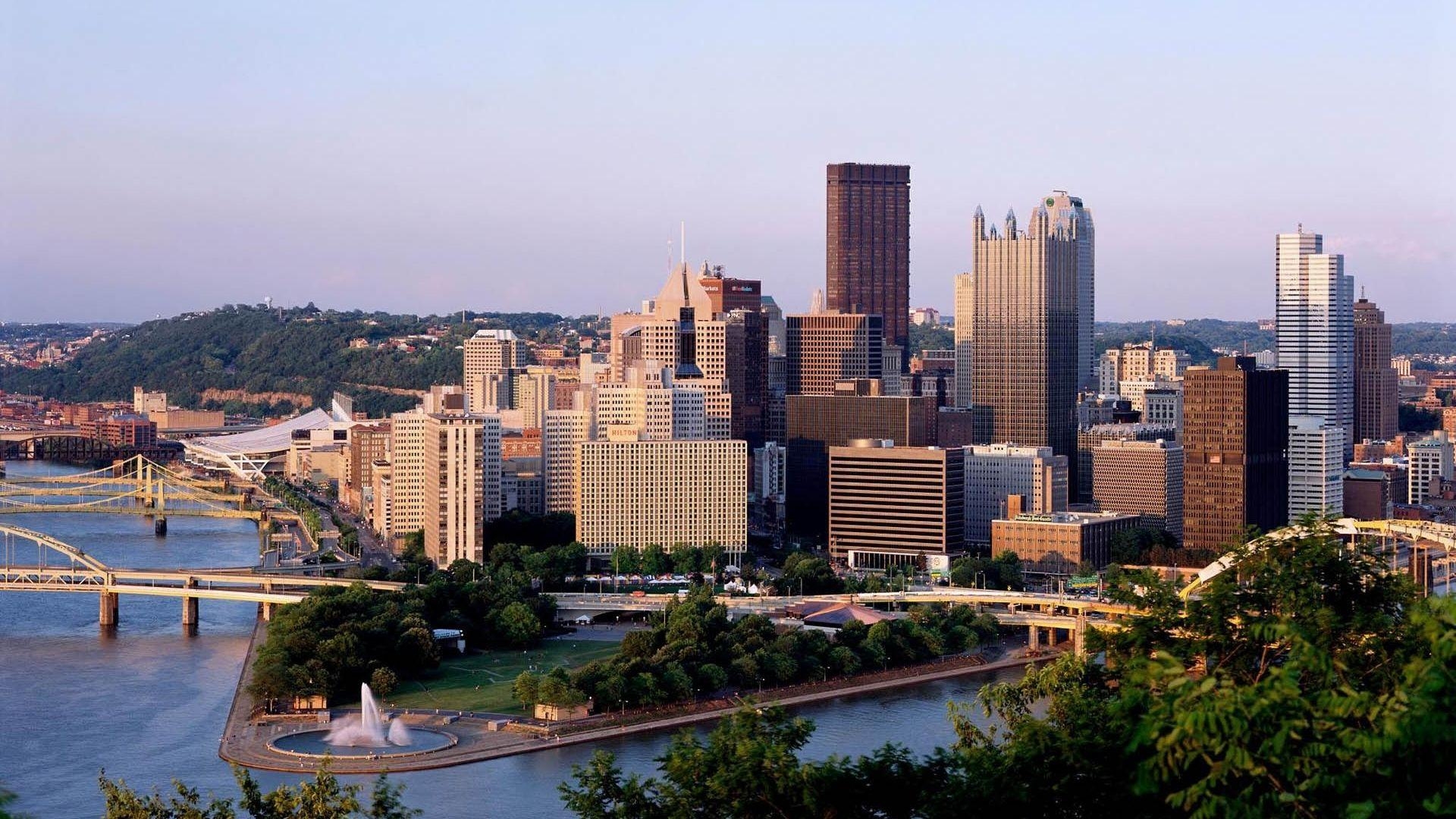 1920x1080 Wallpaper Pennsylvania, Skyscrapers, Bridge, River HD, Picture, Image, Desktop