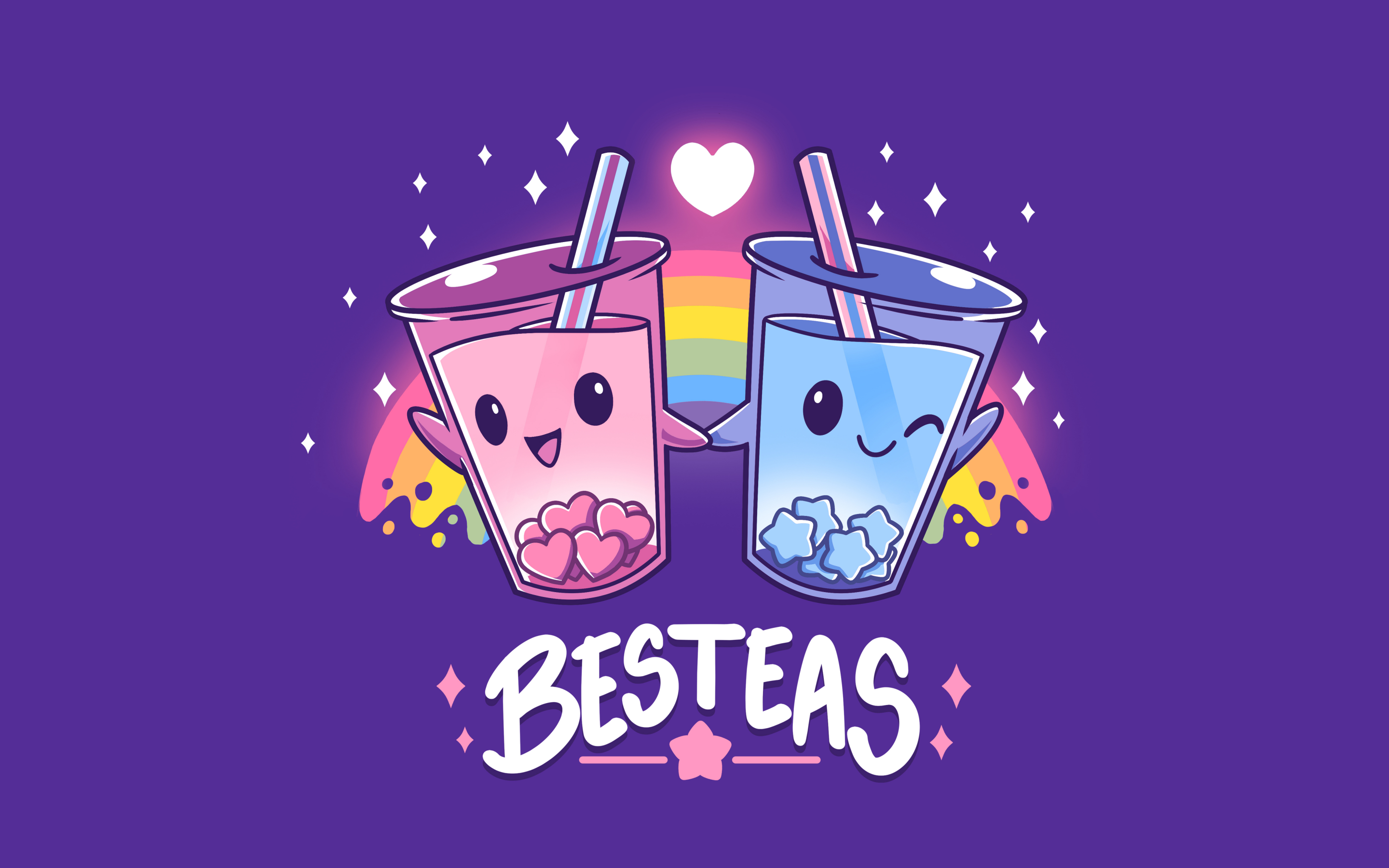 2880x1800 Kawaii bubble tea Wallpaper 4K, Love hearts, Rainbow, Desktop