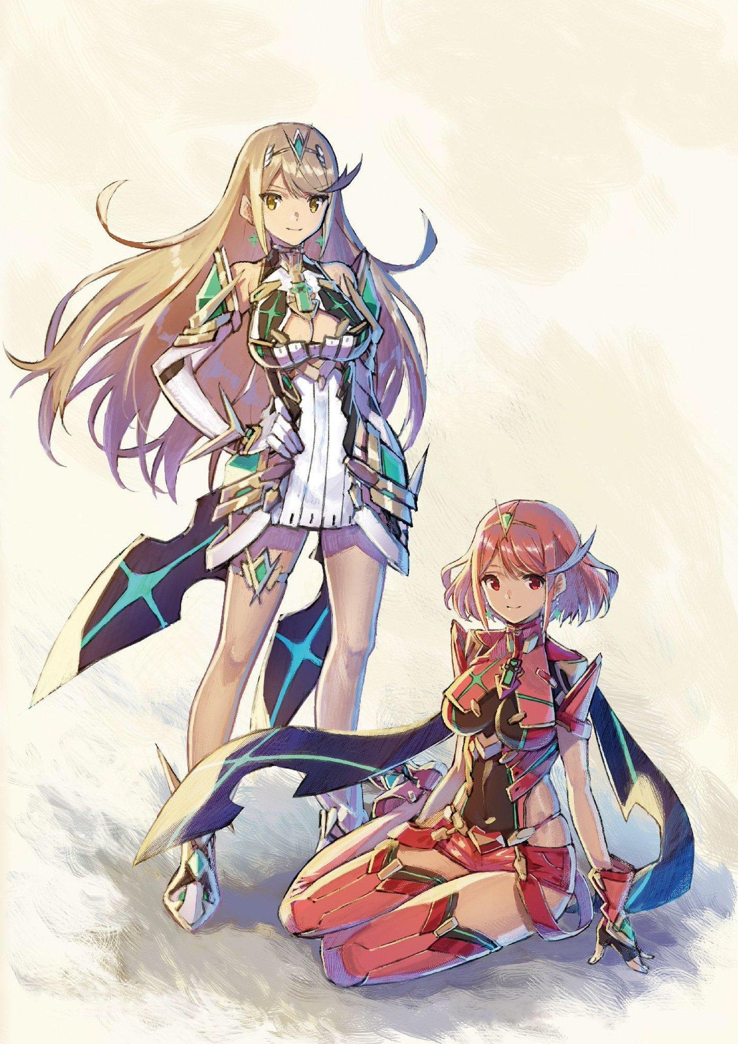 1450x2050 Pyra and Mythra Wallpaper from official art book, Phone