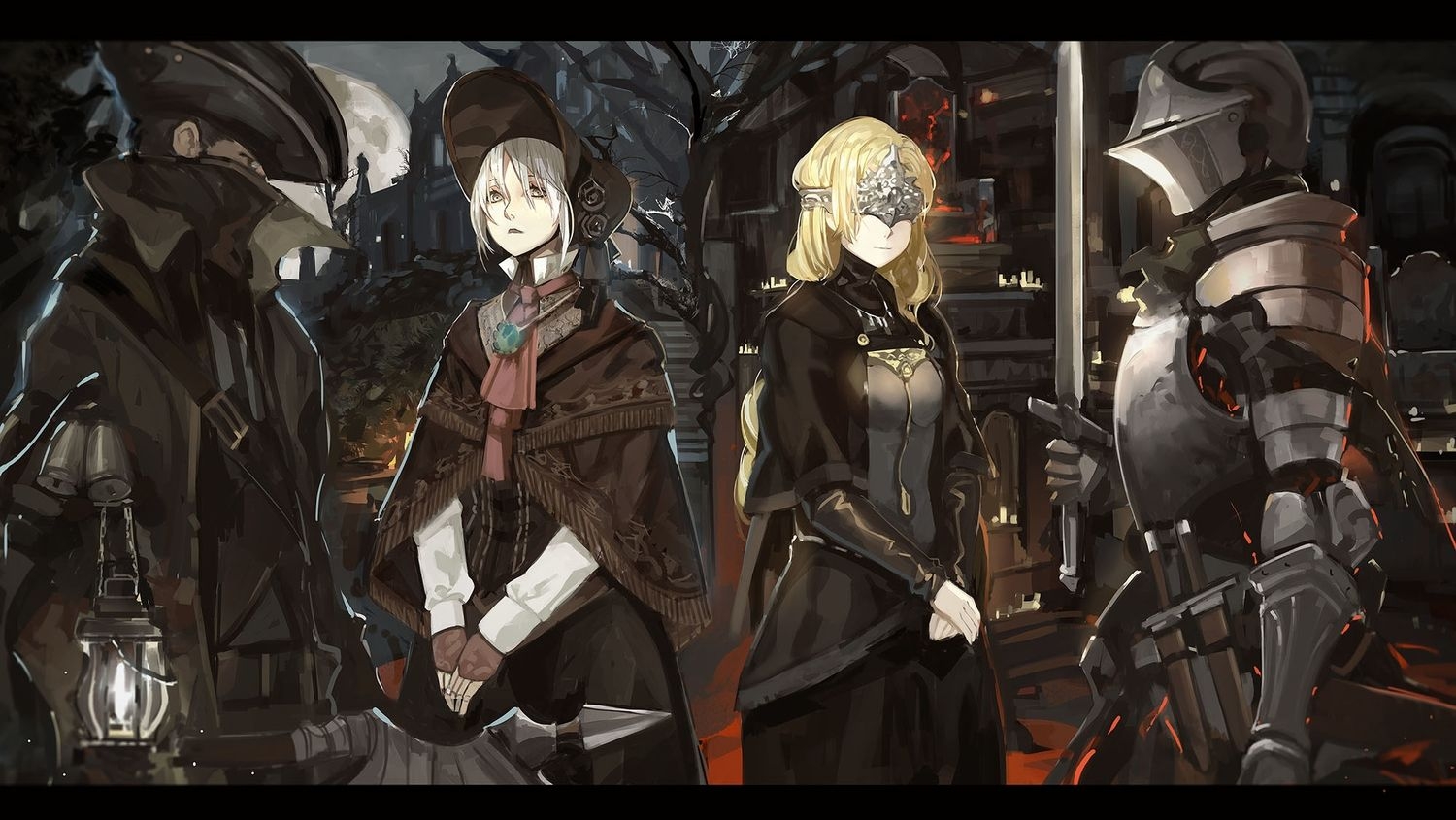 1500x850 armor ashen one blonde hair bloodborne dark souls doll fire keeper hat headdress lolita fashion long hair saberiii sword the doll the hunter weapon white hair. konachan.com.com Anime Wallpaper, Desktop