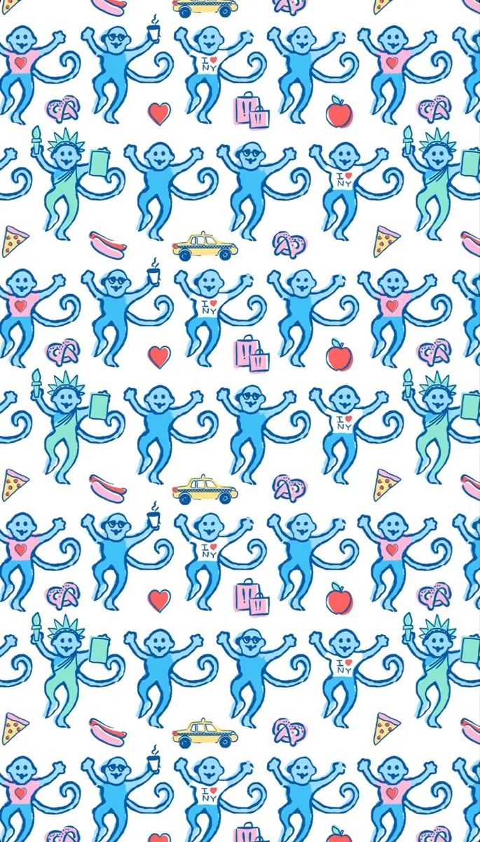 690x1200 new york roller rabbit monkey wallpaper, Phone