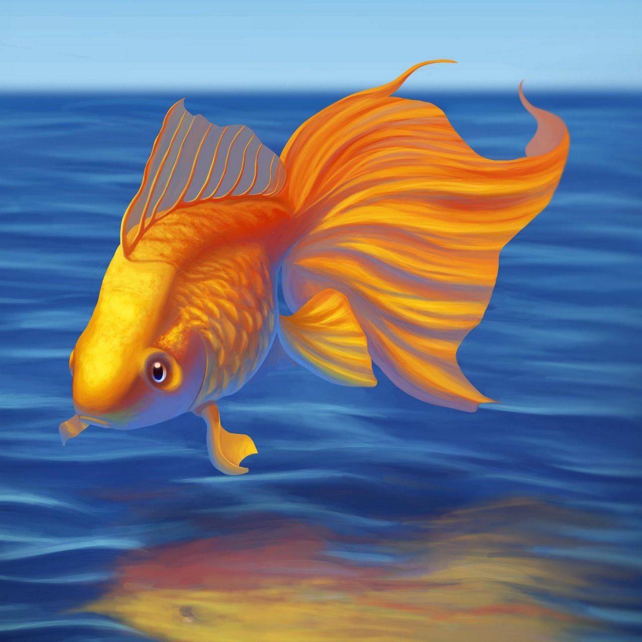 1280x1280 Download wallpaper  goldfish, fish, art, water ipad, ipad ipad mini for parallax HD background, Phone