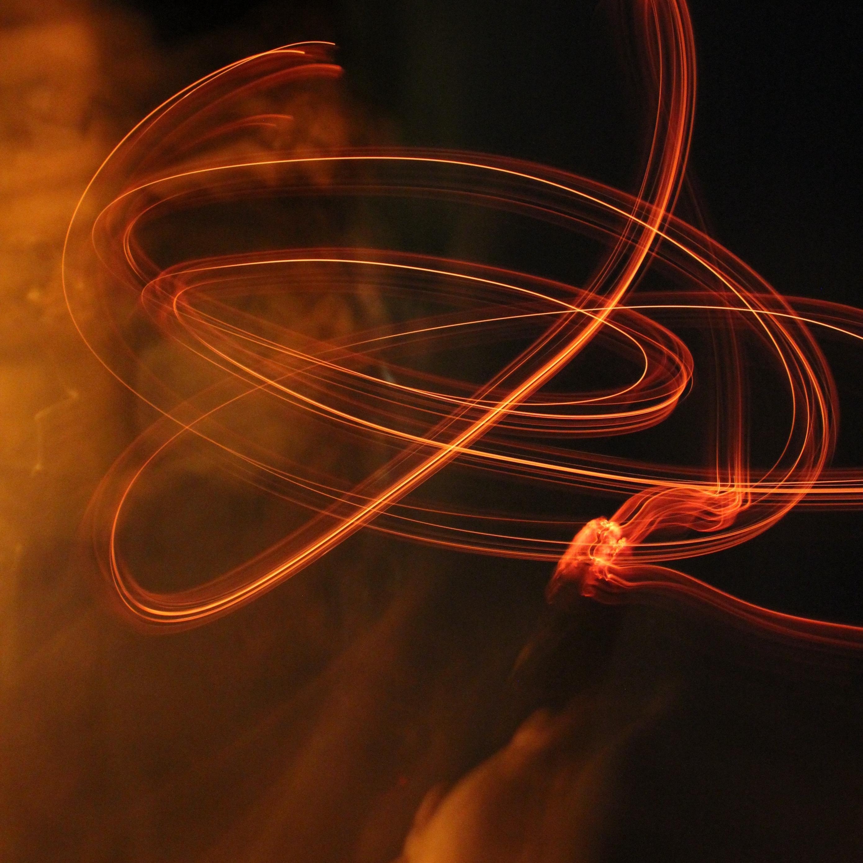 2780x2780 Download wallpaper  fire, lines, long exposure, light, Phone