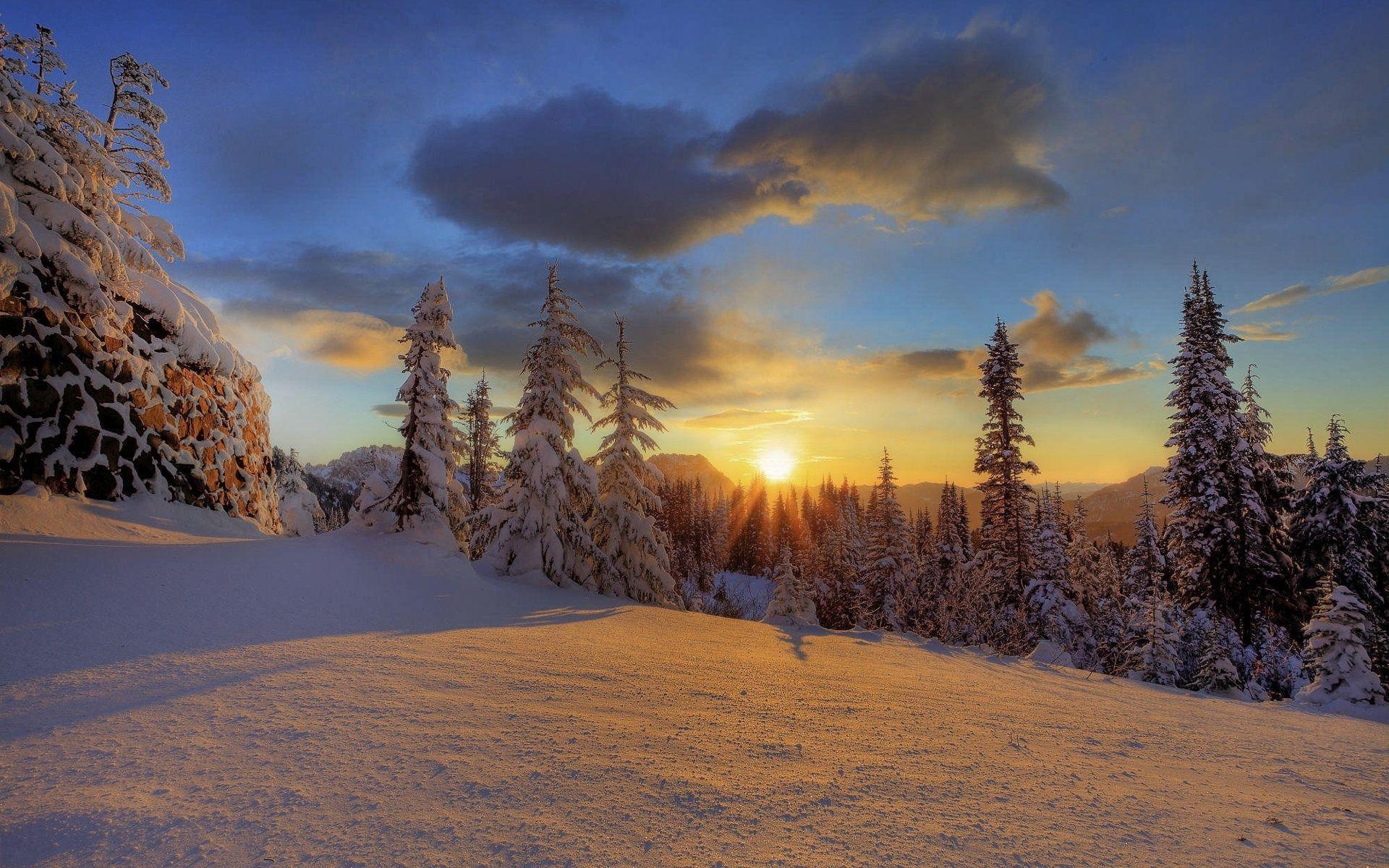 1920x1200 Winter Sunset Wallpaper, Desktop