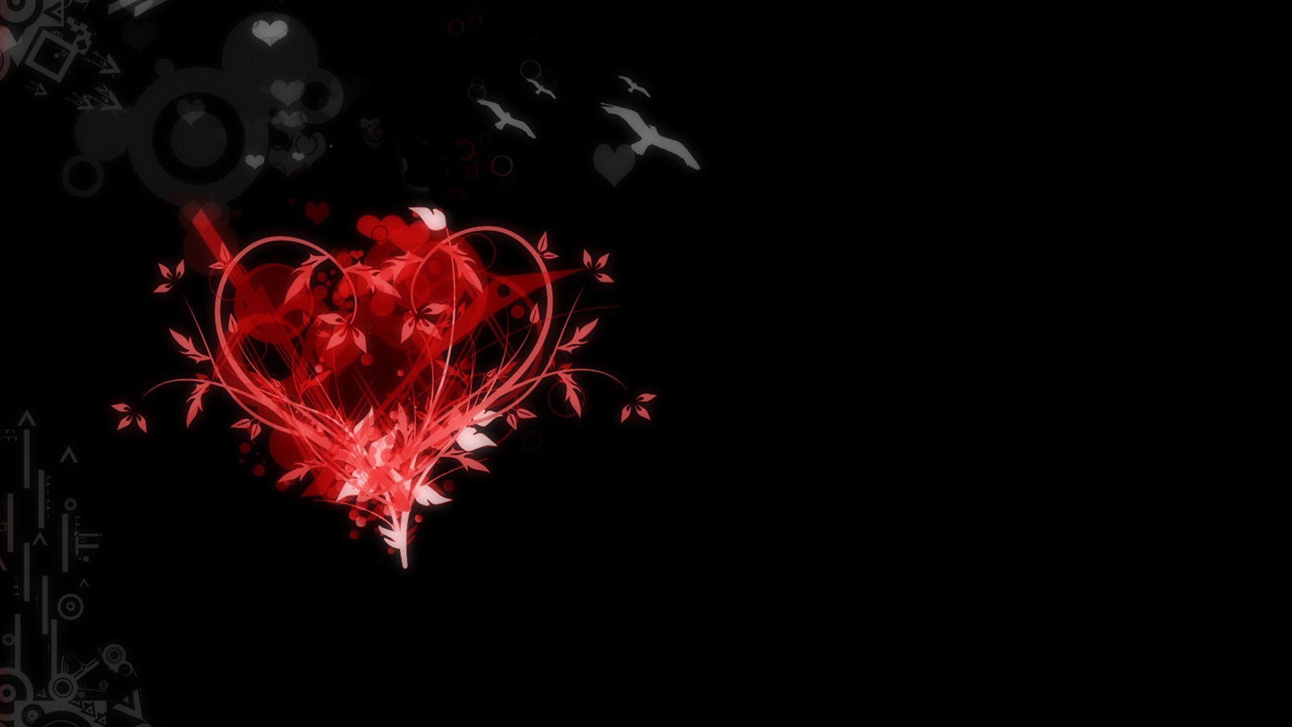 2560x1440 Black And Red Heart Wallpaper, Desktop