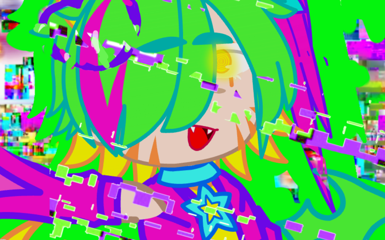 1280x800 A glitch core pfp thingy I made(TW; bright colours) (credit if use aswell lol), Desktop