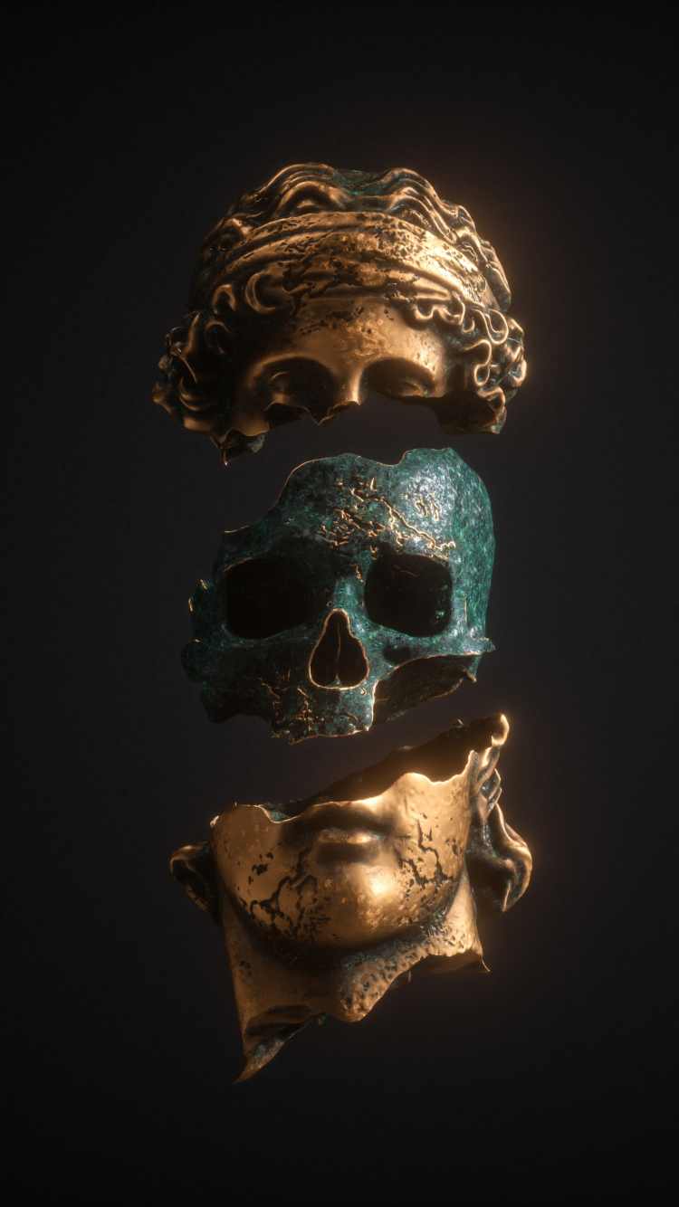 750x1340 Download wallpaper  skull inside statue, art, iphone iphone  HD background, 24736, Phone