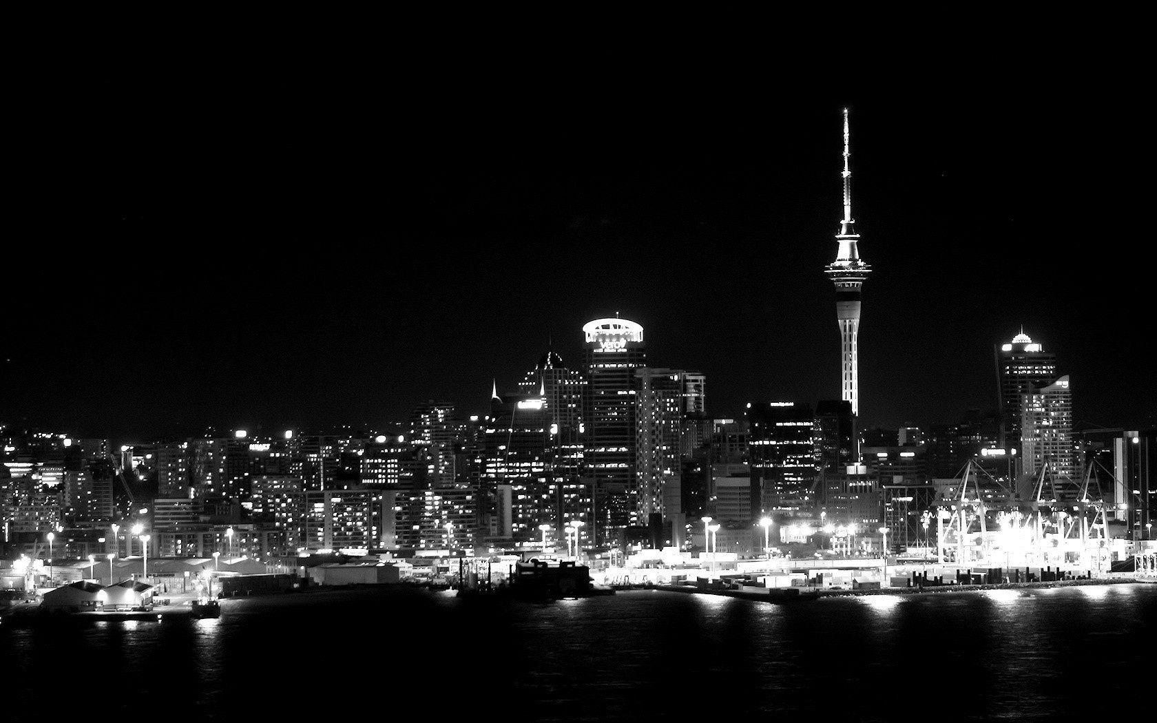 1680x1050 Wallpaper night, city, skyscrapers, Auckland, New Zealand desktop, Desktop