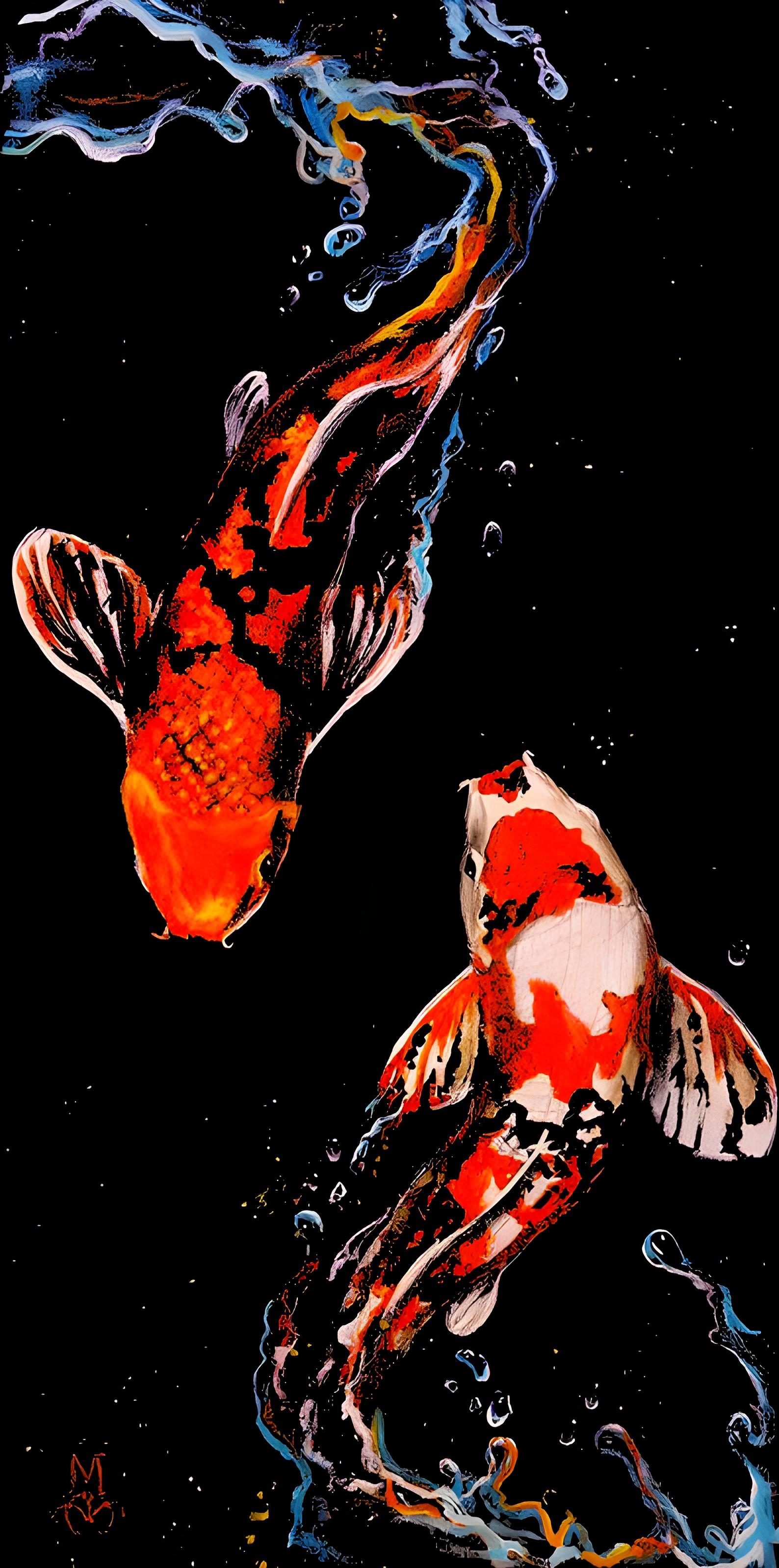 1590x3200 Wallpaper Koi Fish, Koi, Goldfish, Fish, Phone